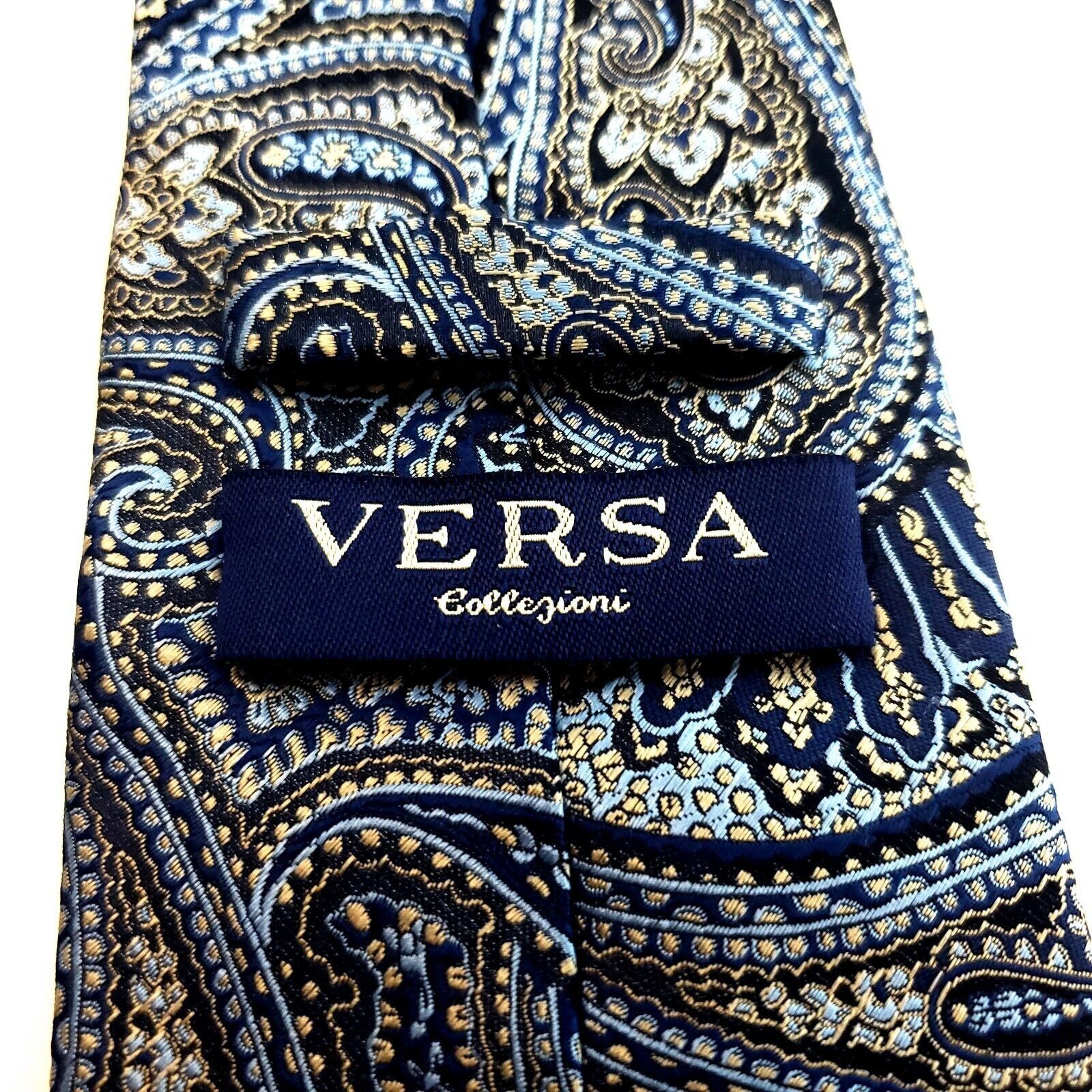Designer Versa Collezioni Blue Gray Woven Paisley Silk Tie Size ONE SIZE - 3 Thumbnail