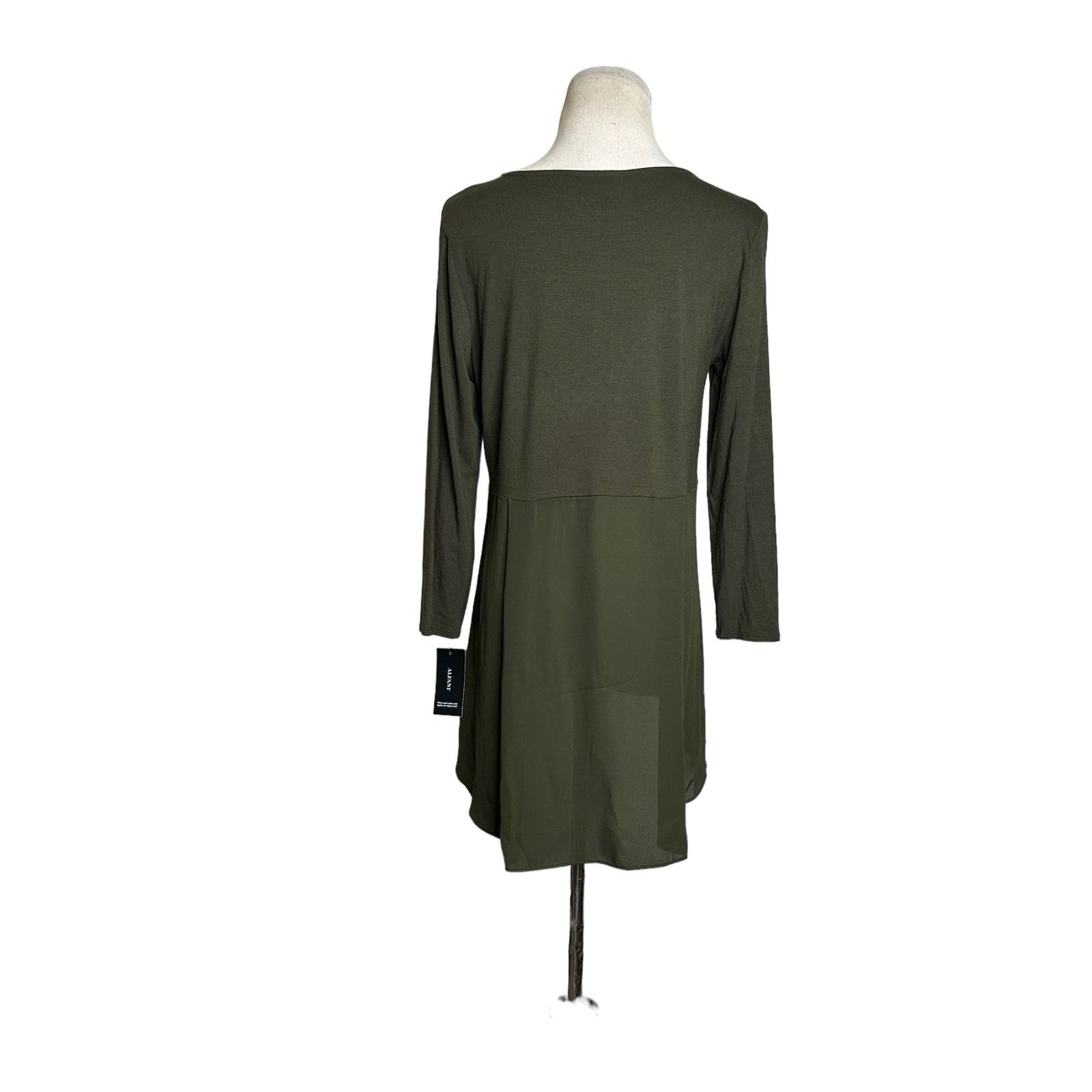 Alfani Alfani military green 3/4 sleeves hi low blouse size small Size S / US 4 / IT 40 - 2 Thumbnail