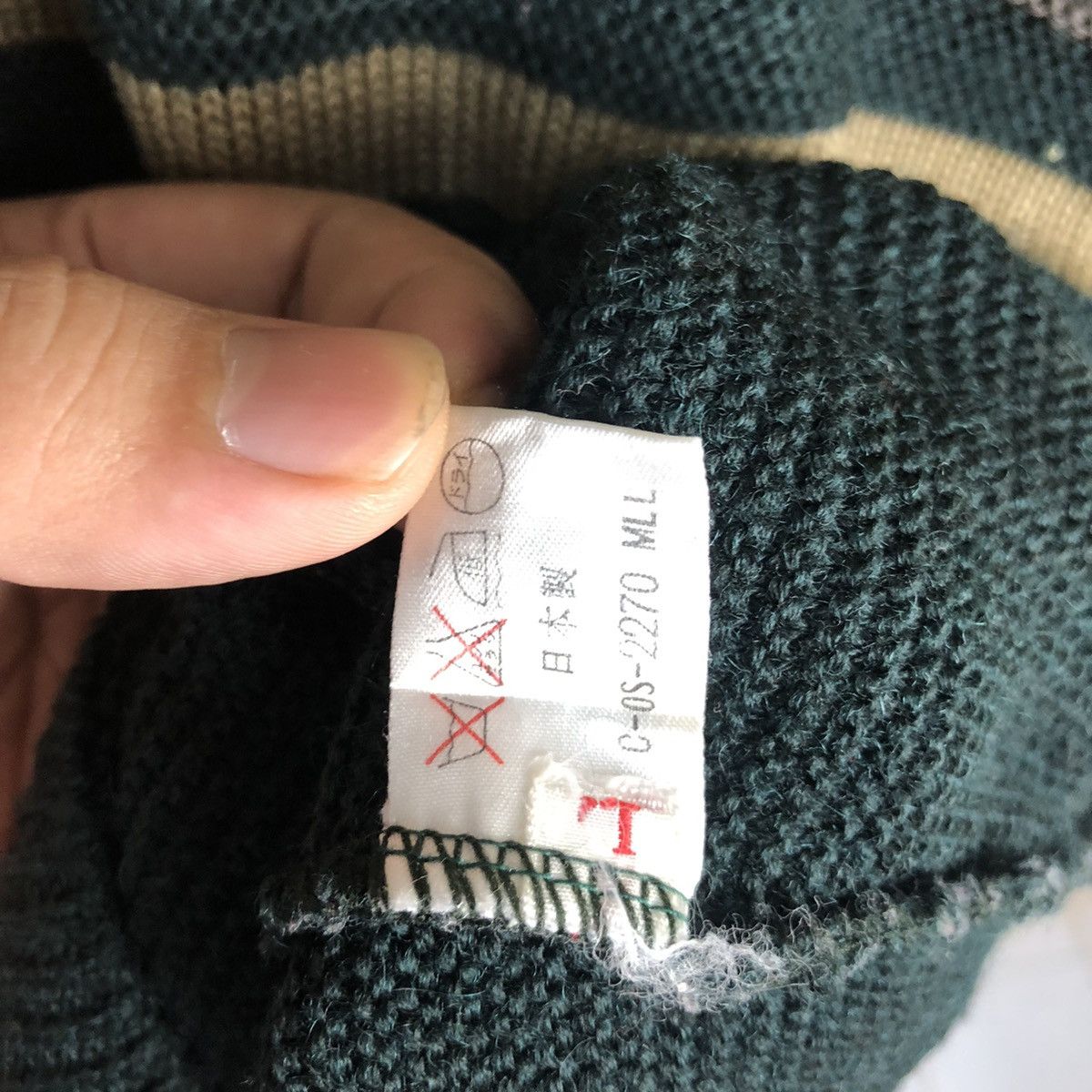 Homespun Knitwear Grosbee Green vintage sweatshirt Knitwear #A1967 Size US L / EU 52-54 / 3 - 12 Thumbnail