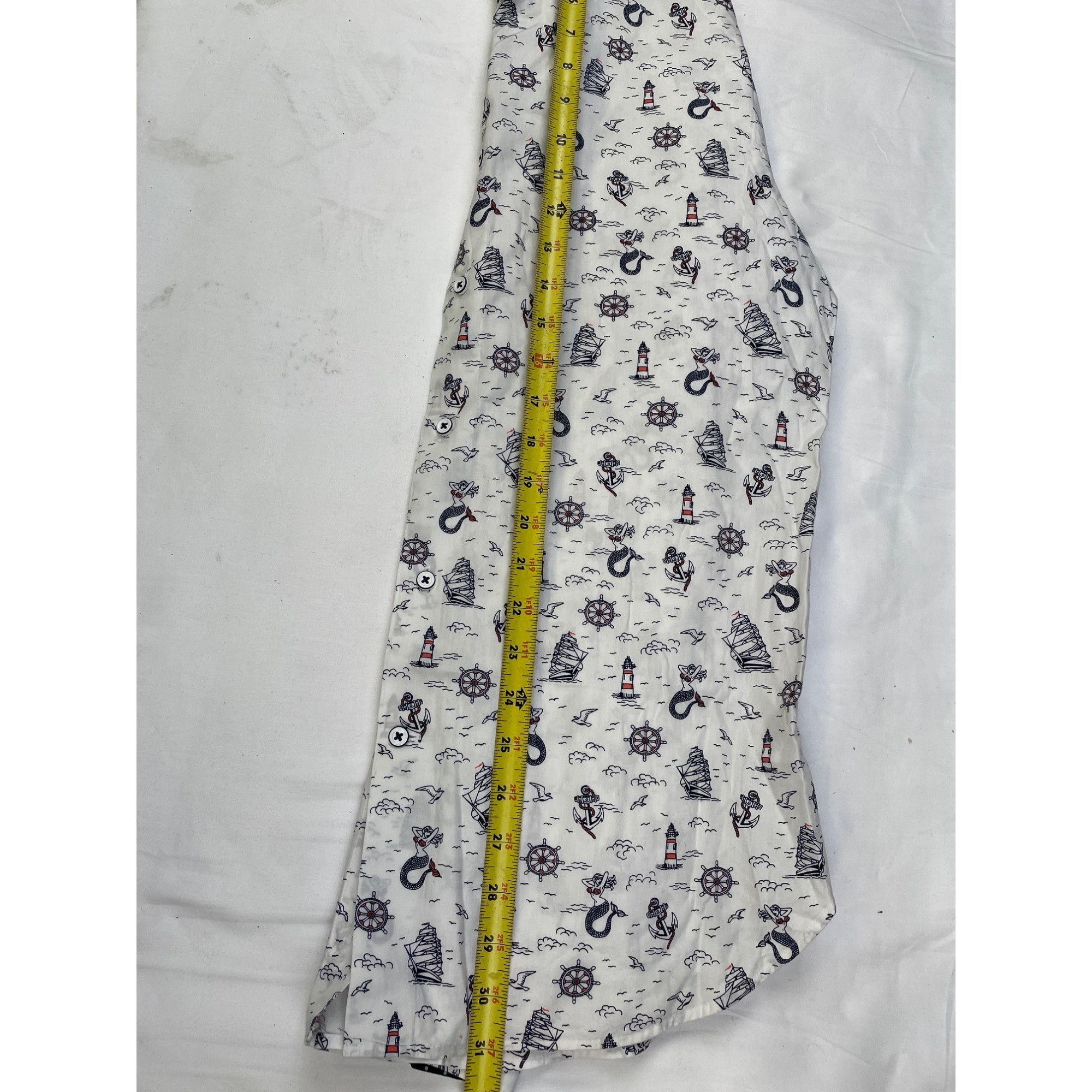 Express Express Men's White Nautical Button up Shirt Long Sleeves Si Size US M / EU 48-50 / 2 - 11 Thumbnail