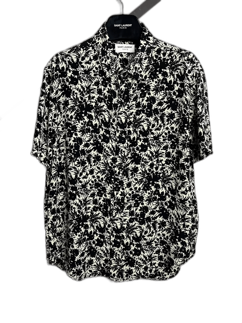 Saint Laurent Floral Silk Short Sleeve Shirt