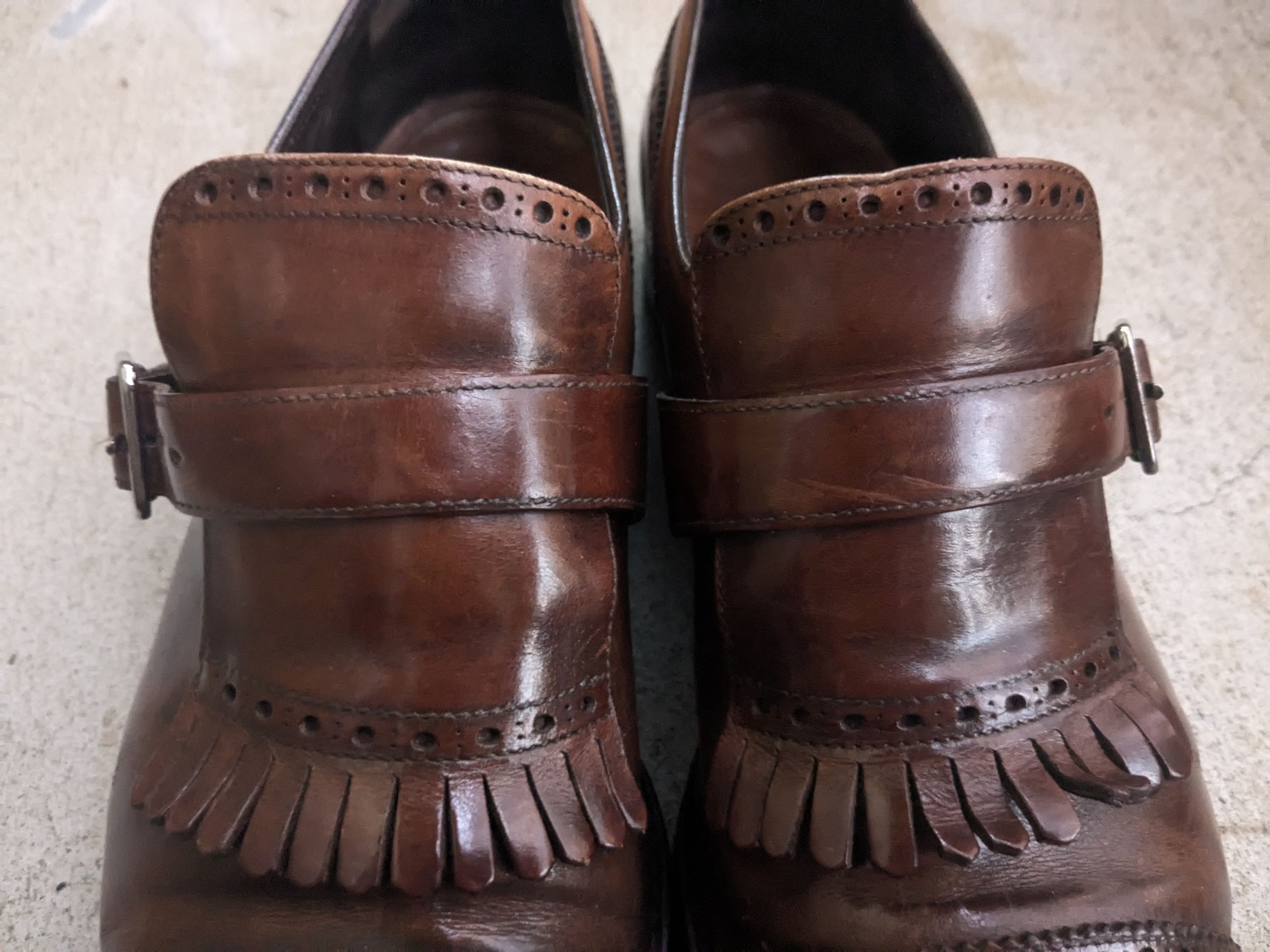 Prada Prada Monk Straps Brogues Buckle Brown Leather Fringe 9.5 Size US 9.5 / EU 42-43 - 4 Thumbnail