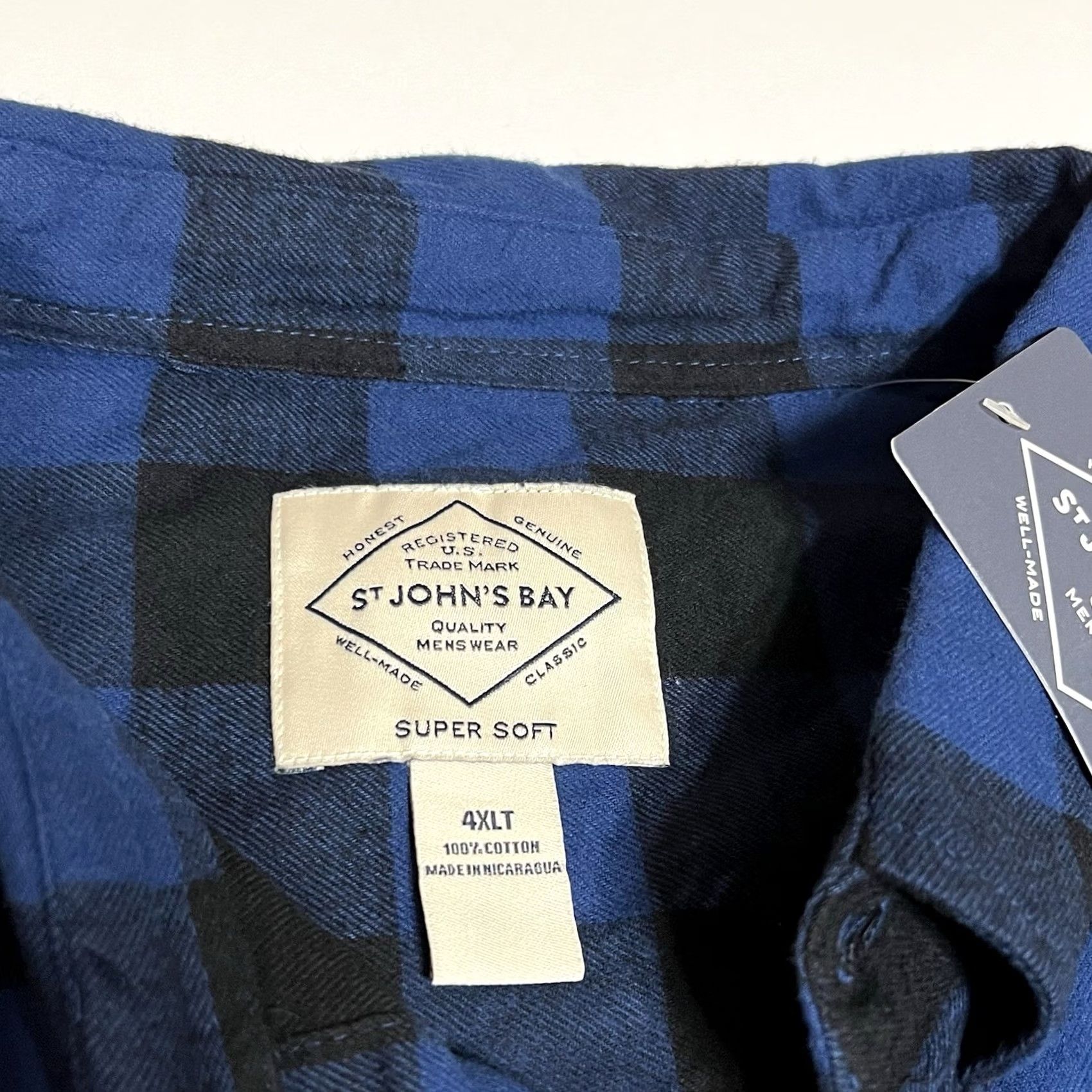 Vintage St. John's Bay Flannel Shirt Mens 4XLT Super Soft Plaid Button Up Blue Big Tall Size US XXL / EU 58 / 5 - 7 Thumbnail