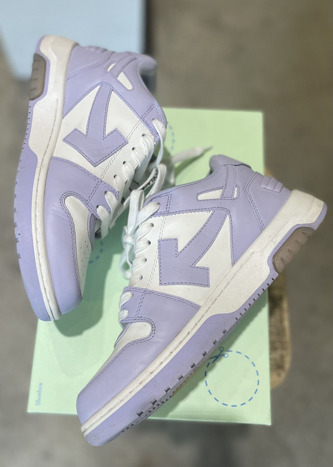 Off-White Off-White Out Of Office Calf Leather Sneakers White/Purple Size US 10 / IT 40 - 11 Thumbnail