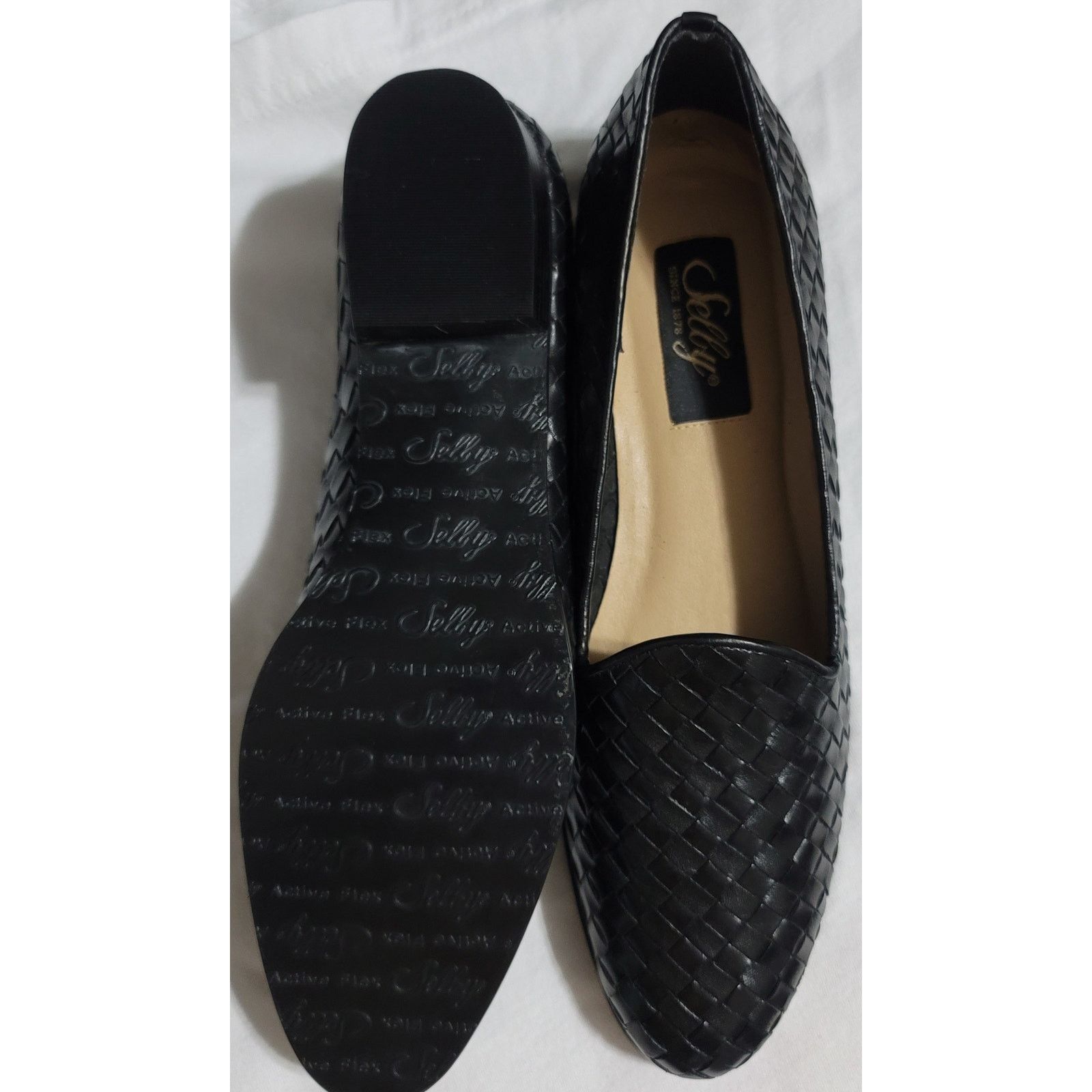 Other Vintage Selly Black Leather Woven Dianna Flats 7 3/5 A NWOB Size US 7 / IT 37 - 5 Thumbnail