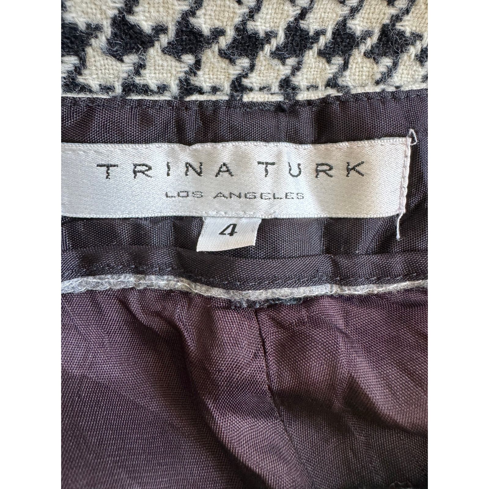 Trina Turk Trina Turk Houndstooth Wool Plaid Cropped Flare Pants Size 27" / US 4 / IT 40 - 5 Thumbnail