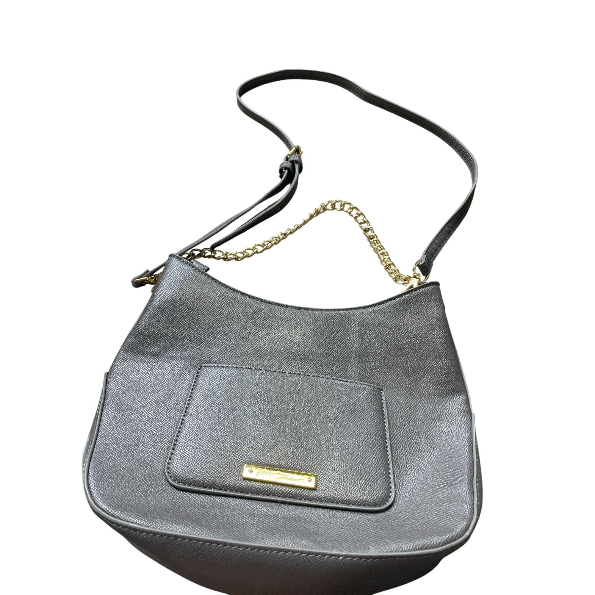 Betsey Johnson Betsey Johnson Womens Gray Faux Leather Crossbody Handbag SK Size ONE SIZE - 1 Thumbnail