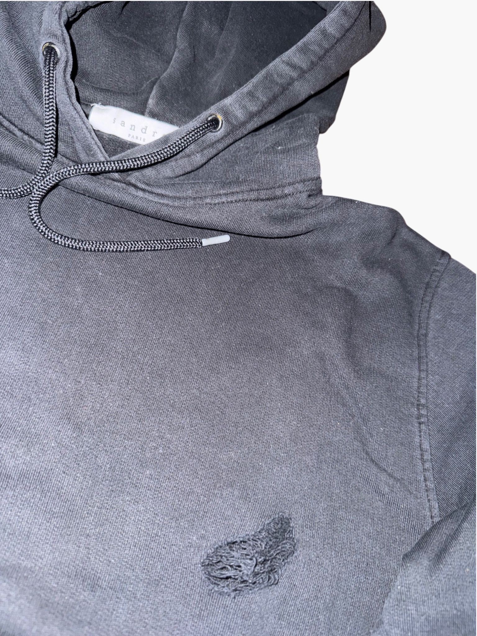 Sandro 🇫🇷 Sandro - Black Distressed Hoodie with Destroyed Details Size US S / EU 44-46 / 1 - 3 Thumbnail