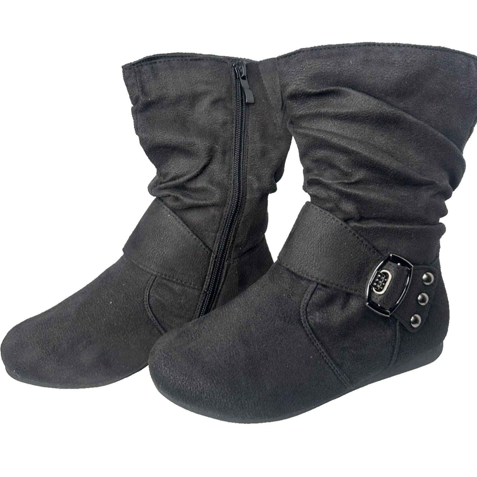 Other Link Little Girls Black Round Toe Flat Buckle Boots-Style Size US 4 / IT 34 - 1 Thumbnail