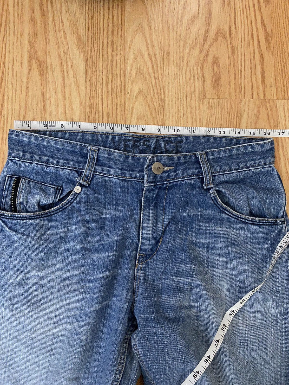 Designer × Versace × Vintage Versace Jeans Signature Blue Denim Jeans Back Embroidery Size US 32 / EU 48 - 15 Thumbnail
