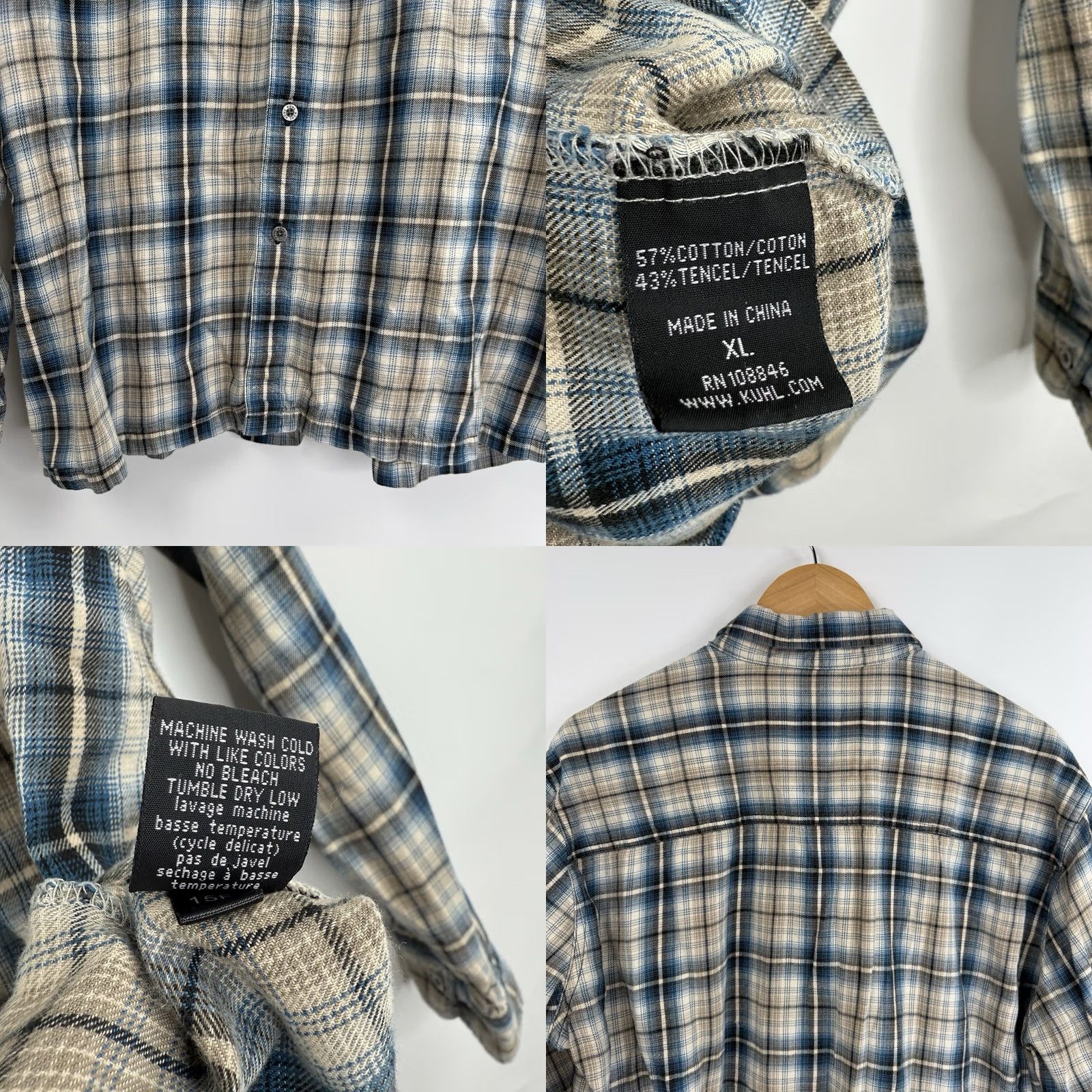 Vintage KÜHL Flannel Shirt Mens XL Long Sleeve Blue Plaid Hiking Lightweight Size US XL / EU 56 / 4 - 8 Thumbnail