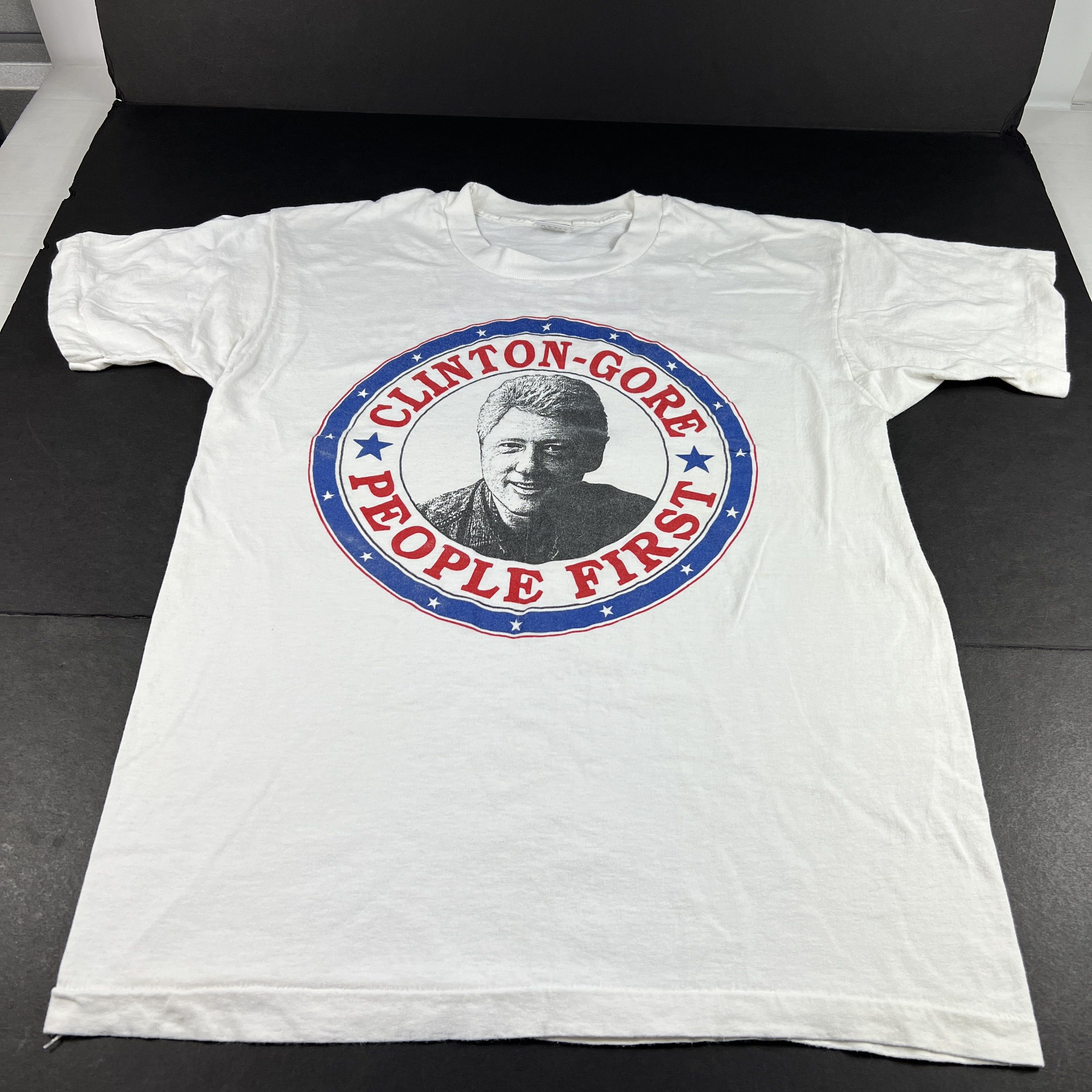 VTG 90s Bill Clinton Al Gore People First Political Tshirt