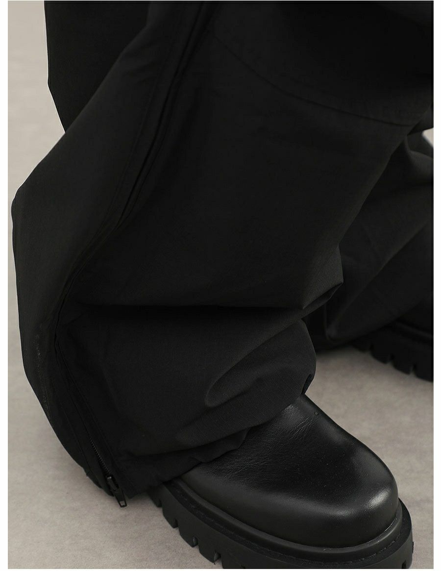 military utility flared pleated baggy cargo pants
