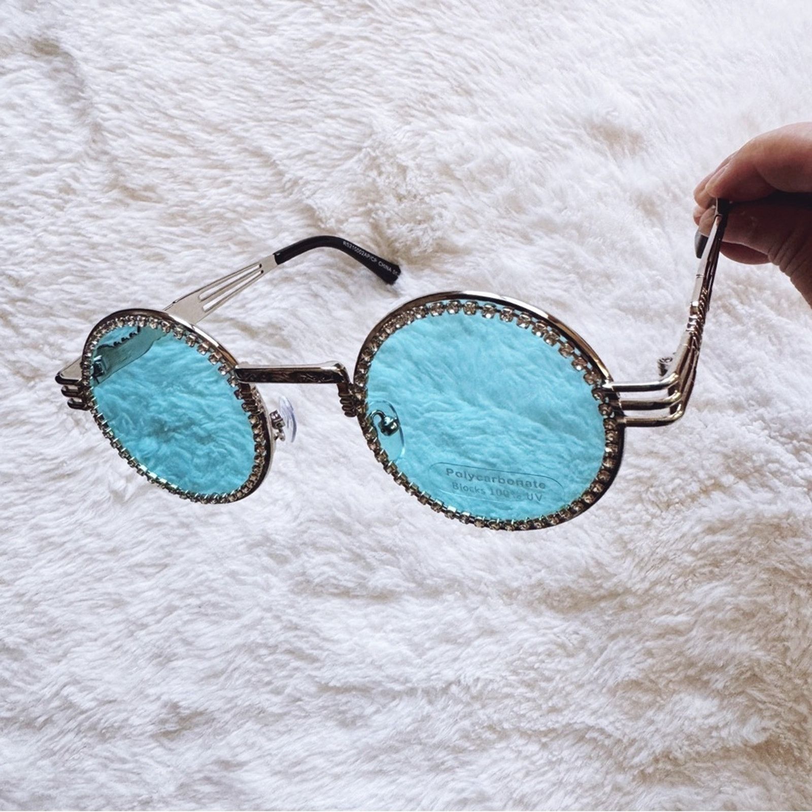 Other Kate Clear Blue Round Sunglasses Size ONE SIZE - 9 Thumbnail
