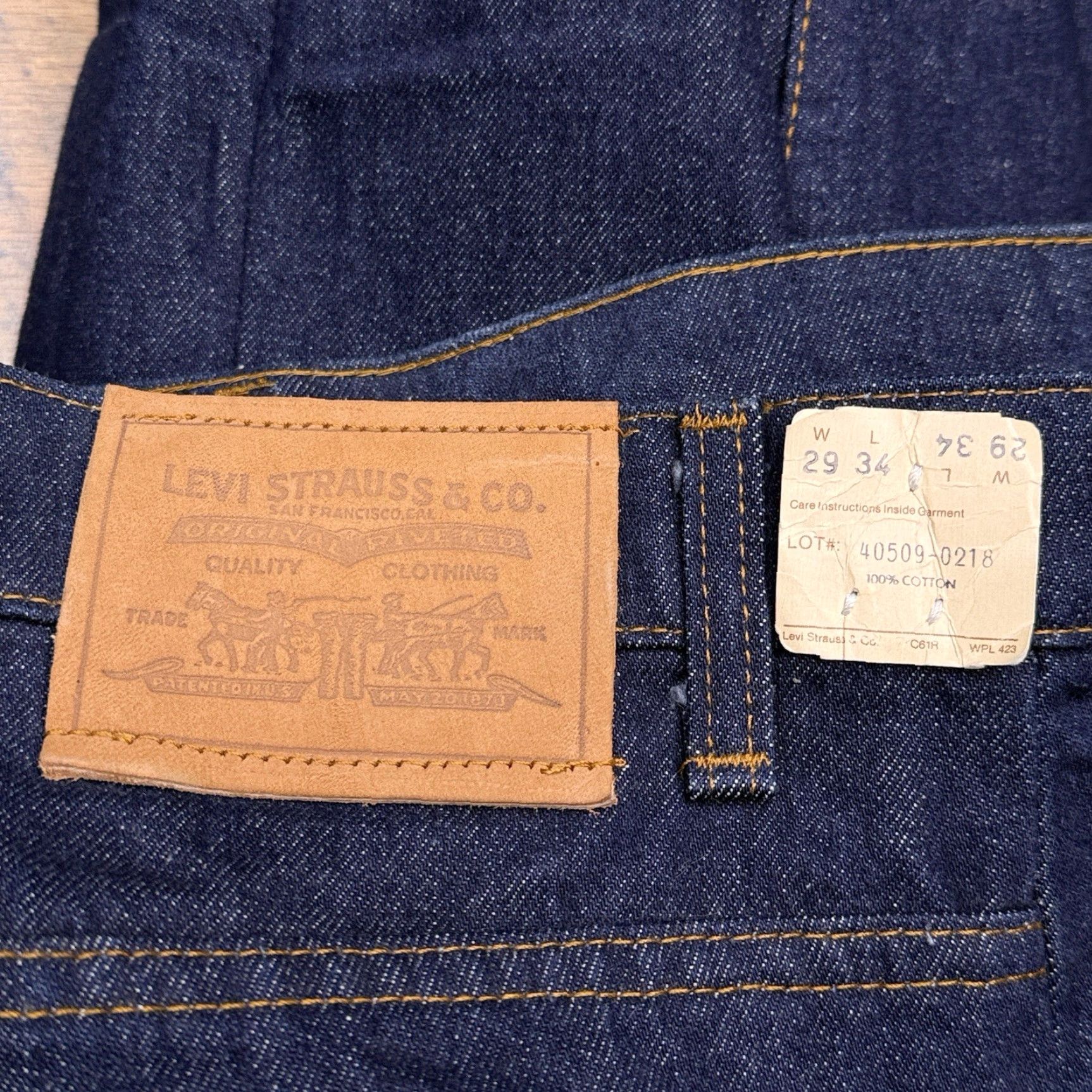 Levi's VINTAGE Levi's Jeans Straight Men's 29x34 Denim 80s Levi's 500 Series Dark Blue 5-Pocket Regular Waist 29 Inseam 34 New with Tags Size US 29 - 6 Thumbnail