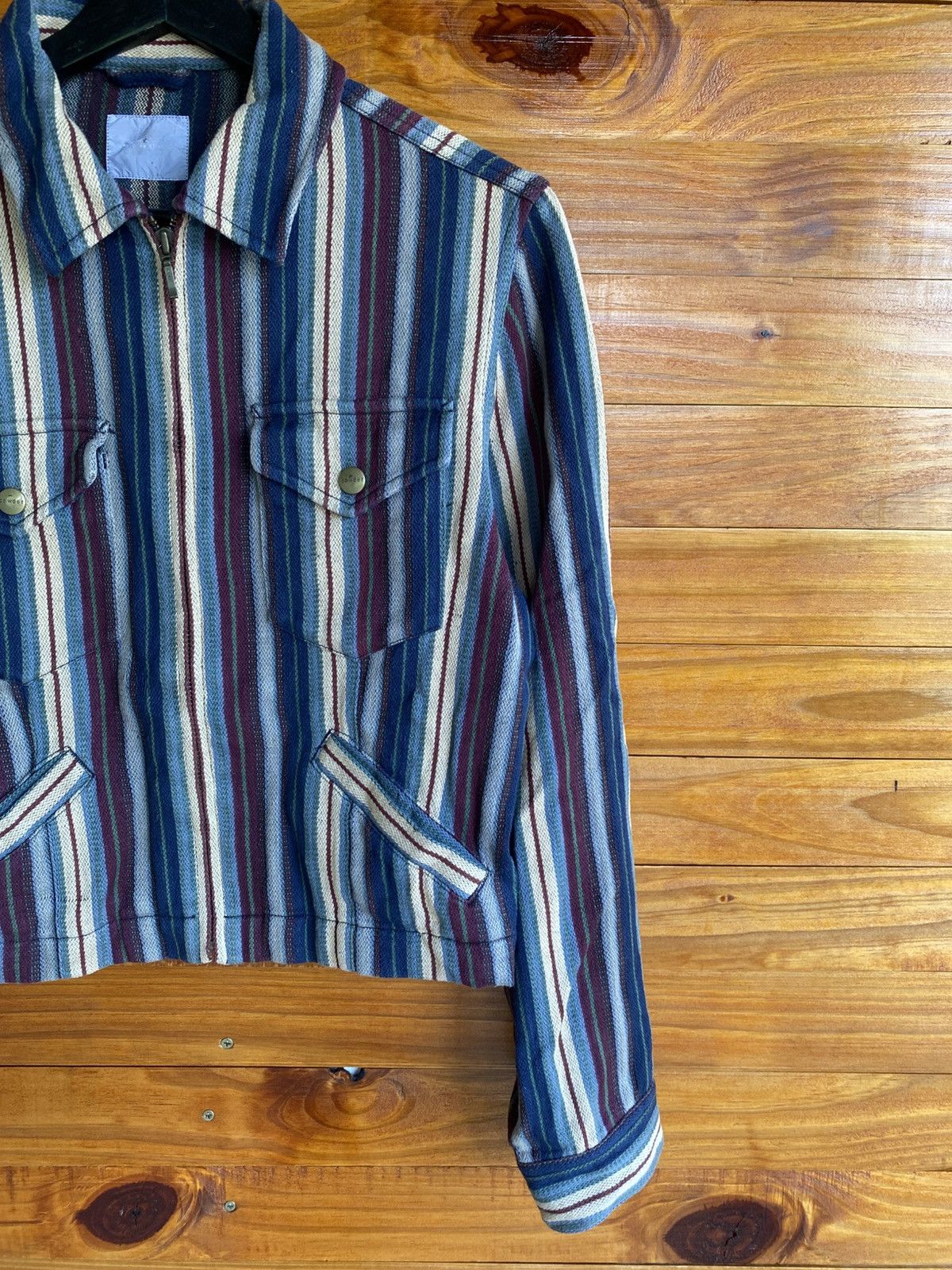 Japanese Brand Vintage “Powder” Striped Cotton Jacket Workwear Style Size M / US 6-8 / IT 42-44 - 6 Thumbnail