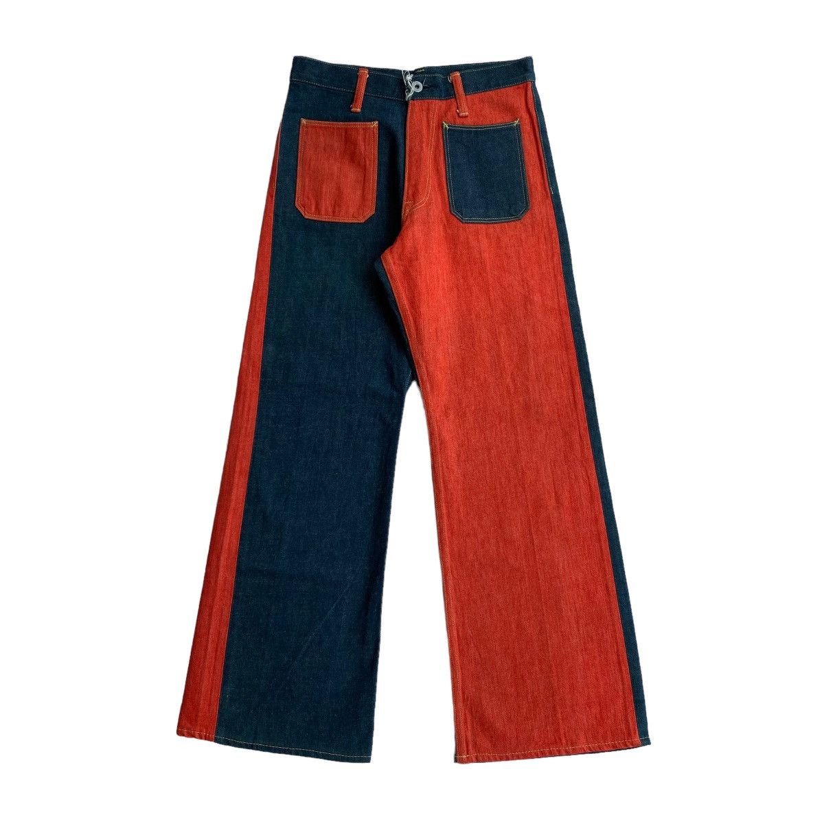 Kapital Kapital P.R.C Flared Twotone Denim Pants Size US 28 / EU 44 - 2 Thumbnail