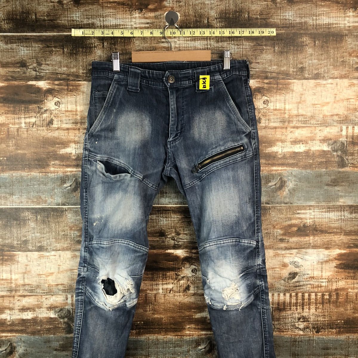 Japanese Brand Field Core Blue Distressed Denim Pants #A2122 Size US 31 - 2 Thumbnail