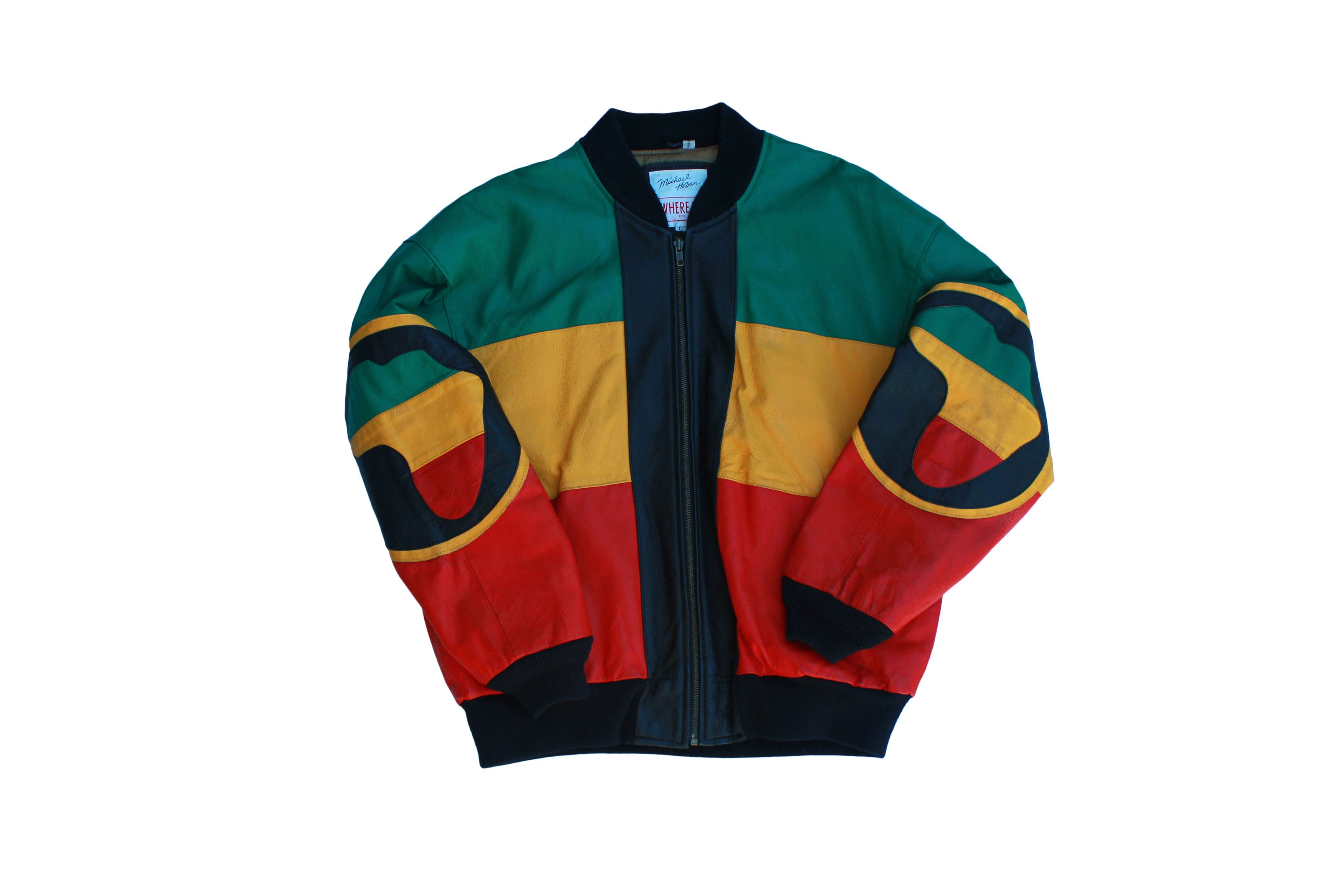 Michael Hoban 1991 MICHAEL HOBAN WHEREEMI RASTA LEATHER JACKET Size US L / EU 52-54 / 3 - 1 Thumbnail