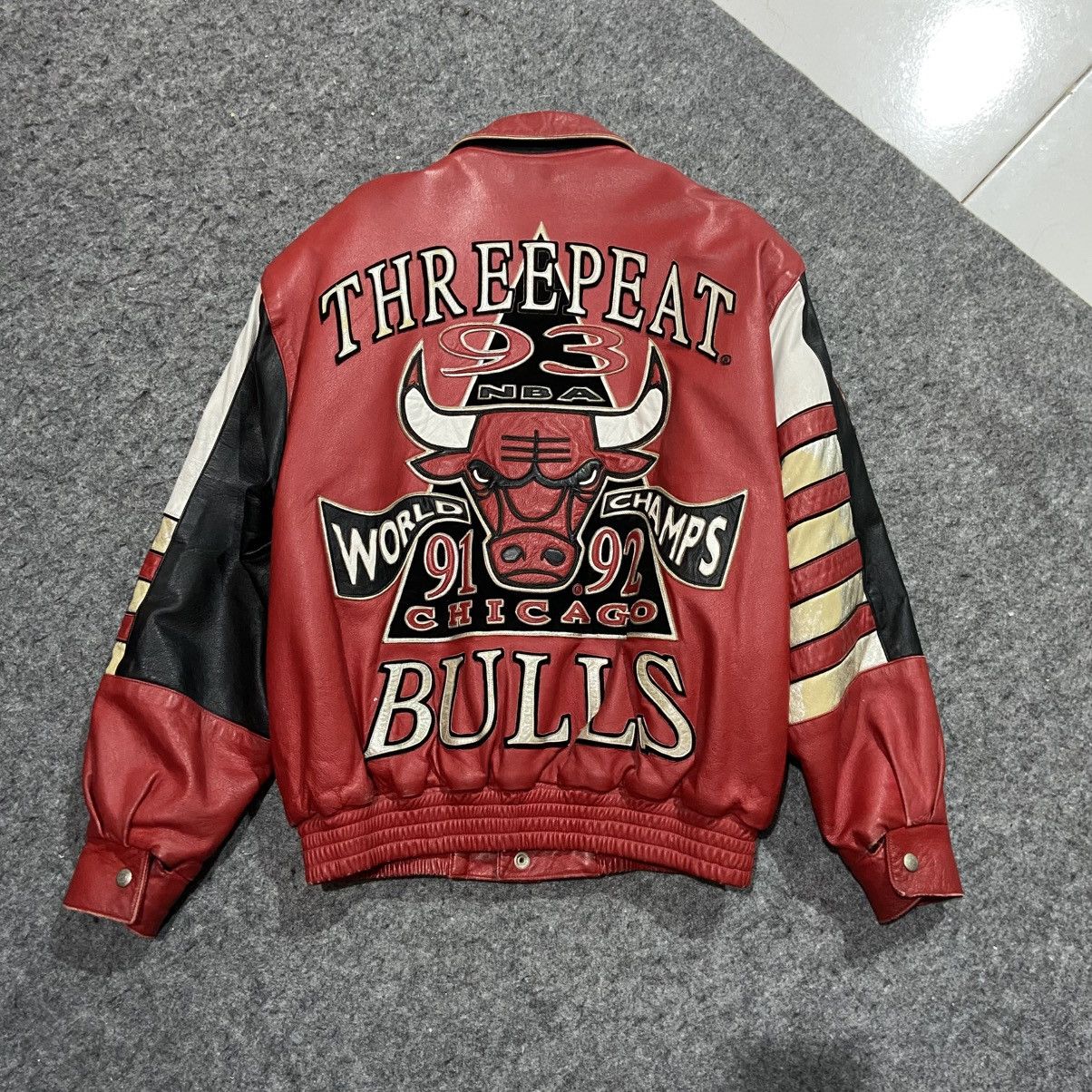 Vintage Jeff Hamilton Threepeat Bulls Leather Jacket