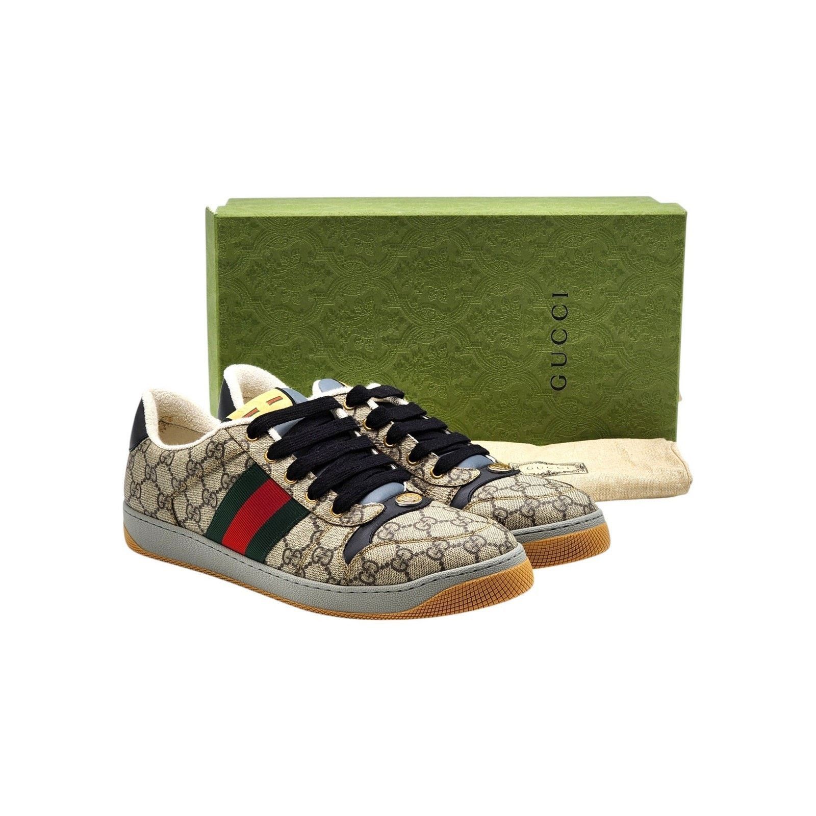 Gucci Screener GG Supreme Web Sneakers Beige Ebony US 12 - NWB Size US 12 / EU 45 - 2 Thumbnail