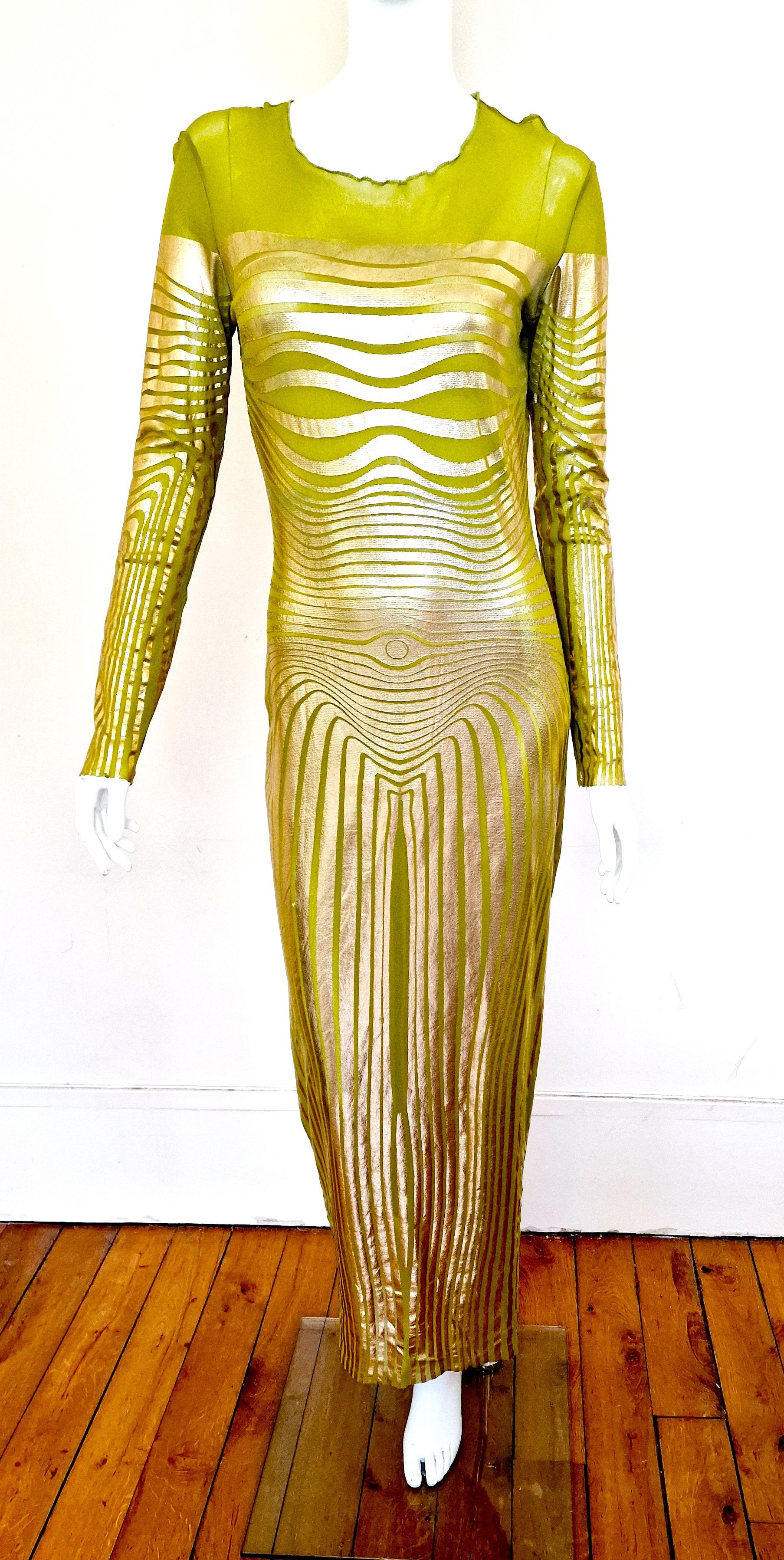 Jean Paul Gaultier Jean Paul Gaultier S/S 1996 Optical Illusion Mesh Dress Size L / US 10 / IT 46 - 2 Thumbnail