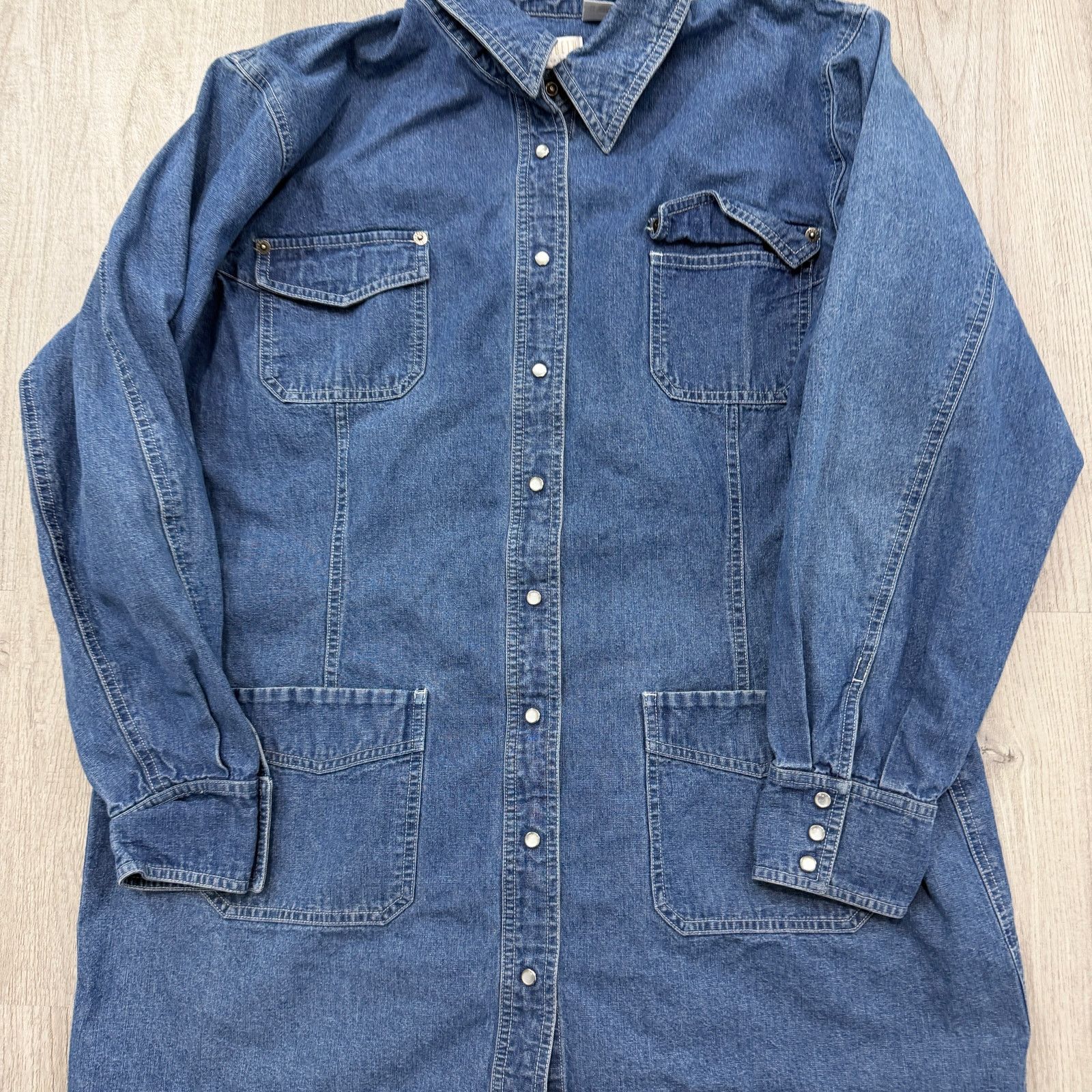 Vintage Vintage Liz Claiborne Denim Snap Button Chore Coat Women 14 Size XL / US 12-14 / IT 48-50 - 2 Thumbnail