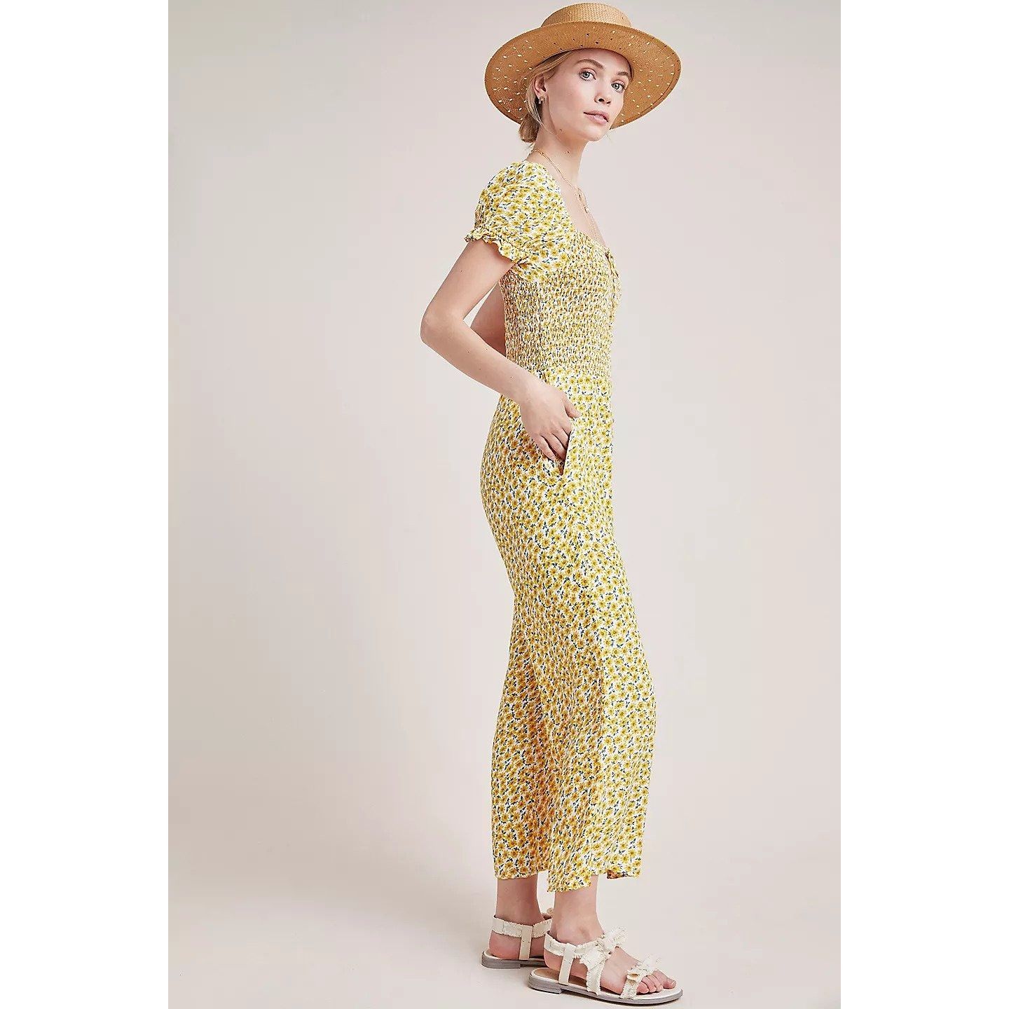 FAITHFULL Faithfull the Brand Lazlo Jumpsuit Boho Floral Smocked Puff Size 27" / US 4 / IT 40 - 4 Thumbnail