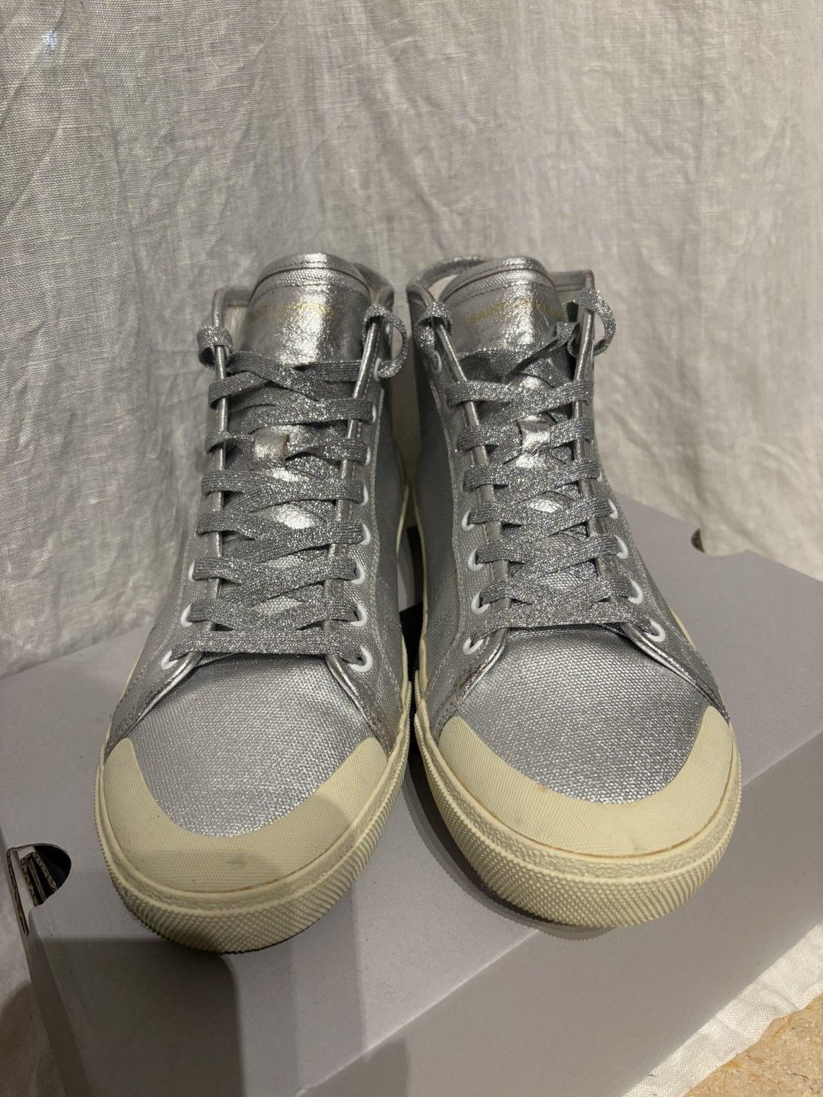 Saint Laurent Paris Silver Allsaints Converse style shoes Size US 10 / EU 43 - 2 Thumbnail