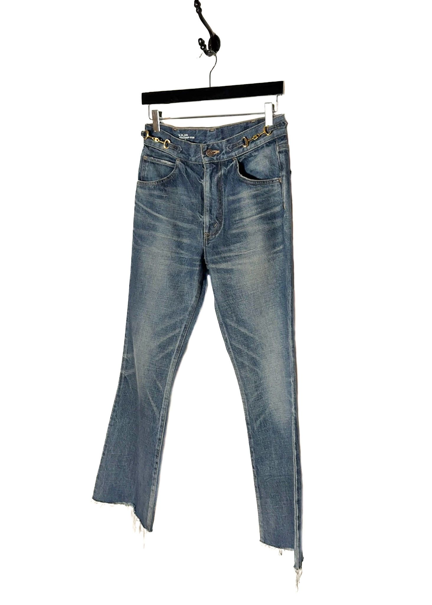 Celine Celine Triomphe Signature Cut Off Washed Blue Flare Jeans Size 28" / US 6 / IT 42 - 2 Thumbnail