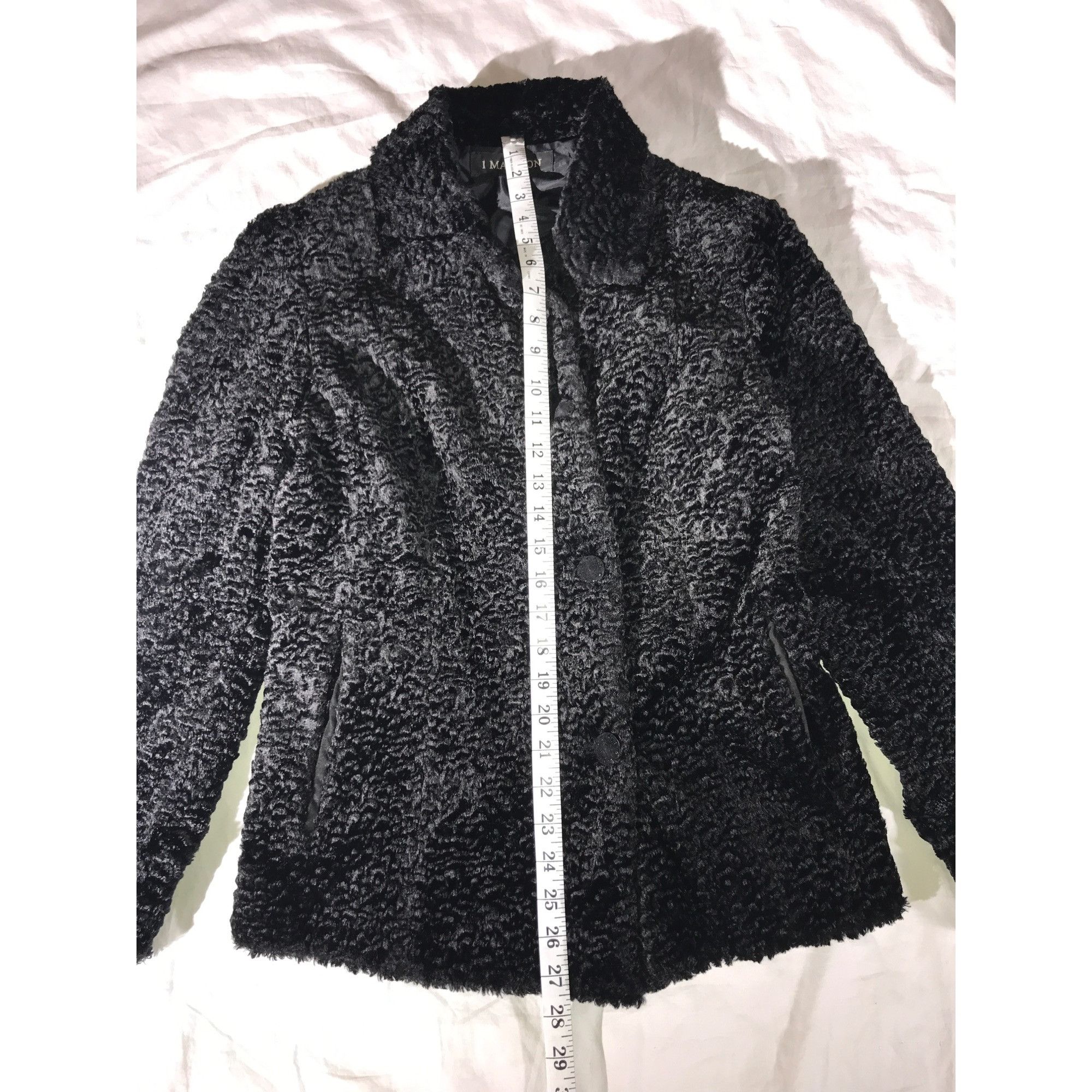 Vintage 1Madison Women's Black Persian Lamb Faux Fur Jacket Coat Size S / US 4 / IT 40 - 4 Thumbnail