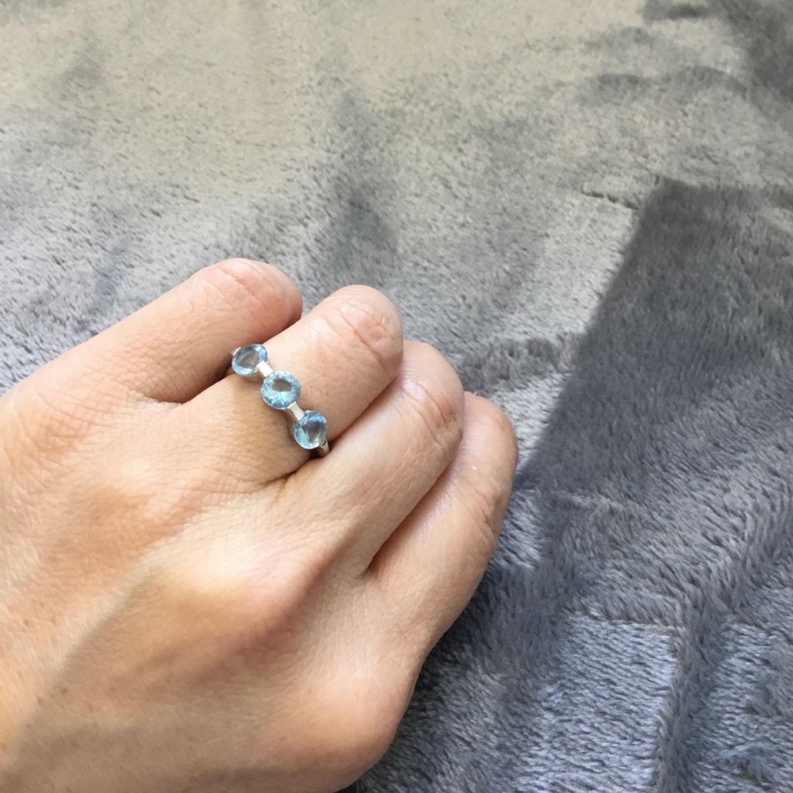 Other Sterling Silver Blue Trio Crystal Ring Size ONE SIZE - 6 Thumbnail