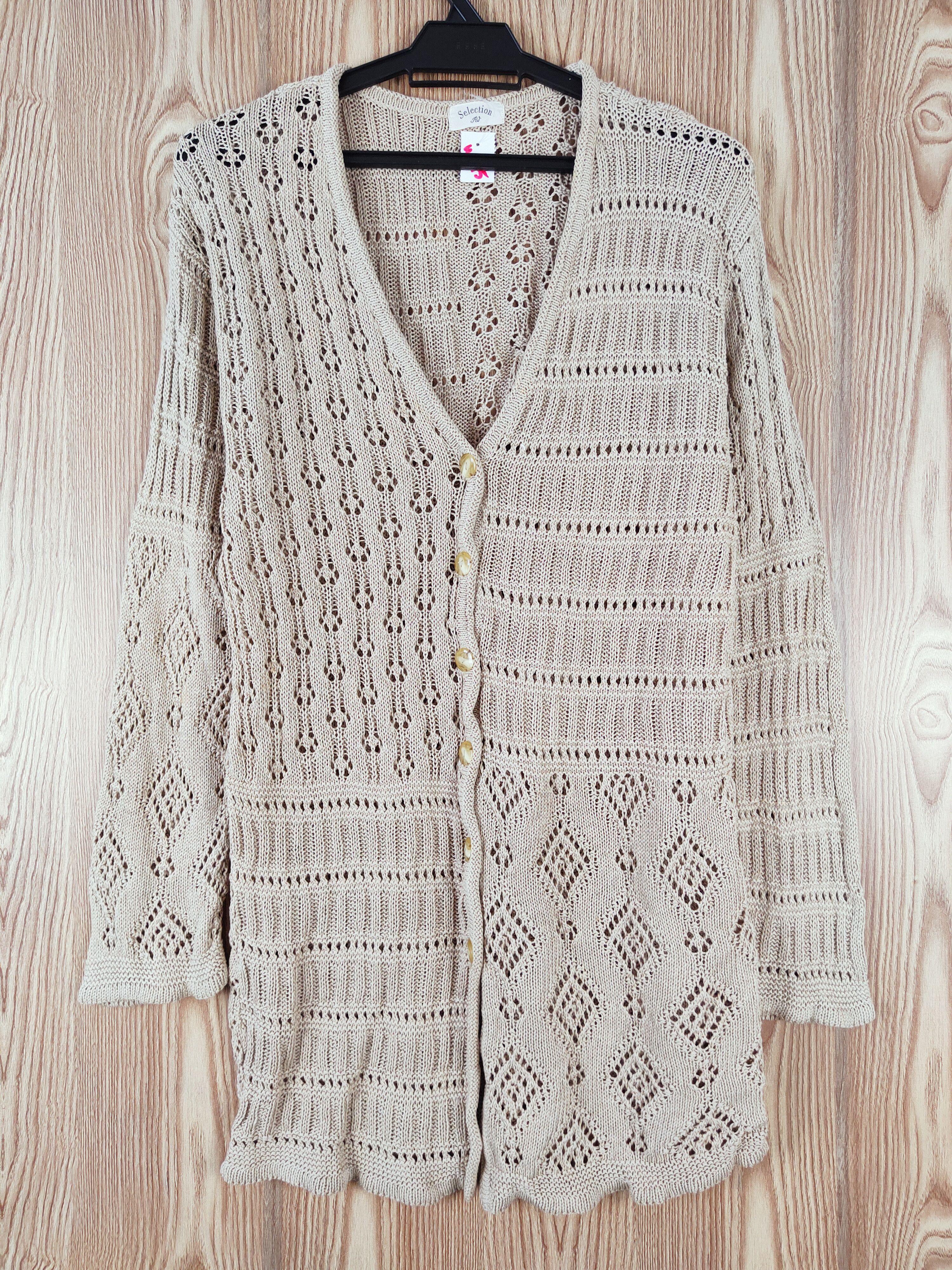 Japanese Brand × Vintage Selection RJ Brown Mesh Net Knitwear Long Cardigan #W475 Size M / US 6-8 / IT 42-44 - 1 Thumbnail