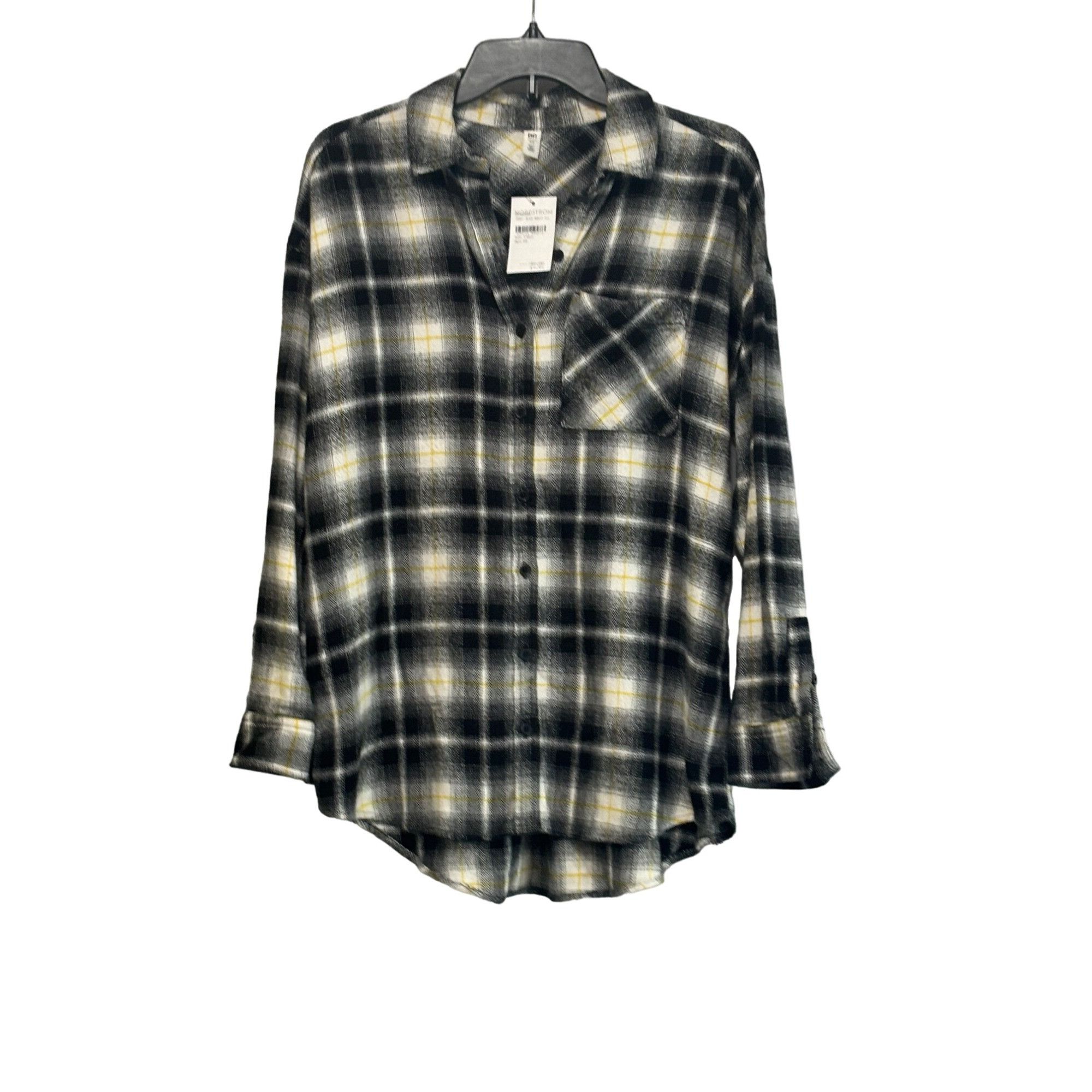 Other BP. Boyfriend Plaid Button-up Shirt in Ivory- Black Marley P Size XS / US 0-2 / IT 36-38 - 2 Thumbnail
