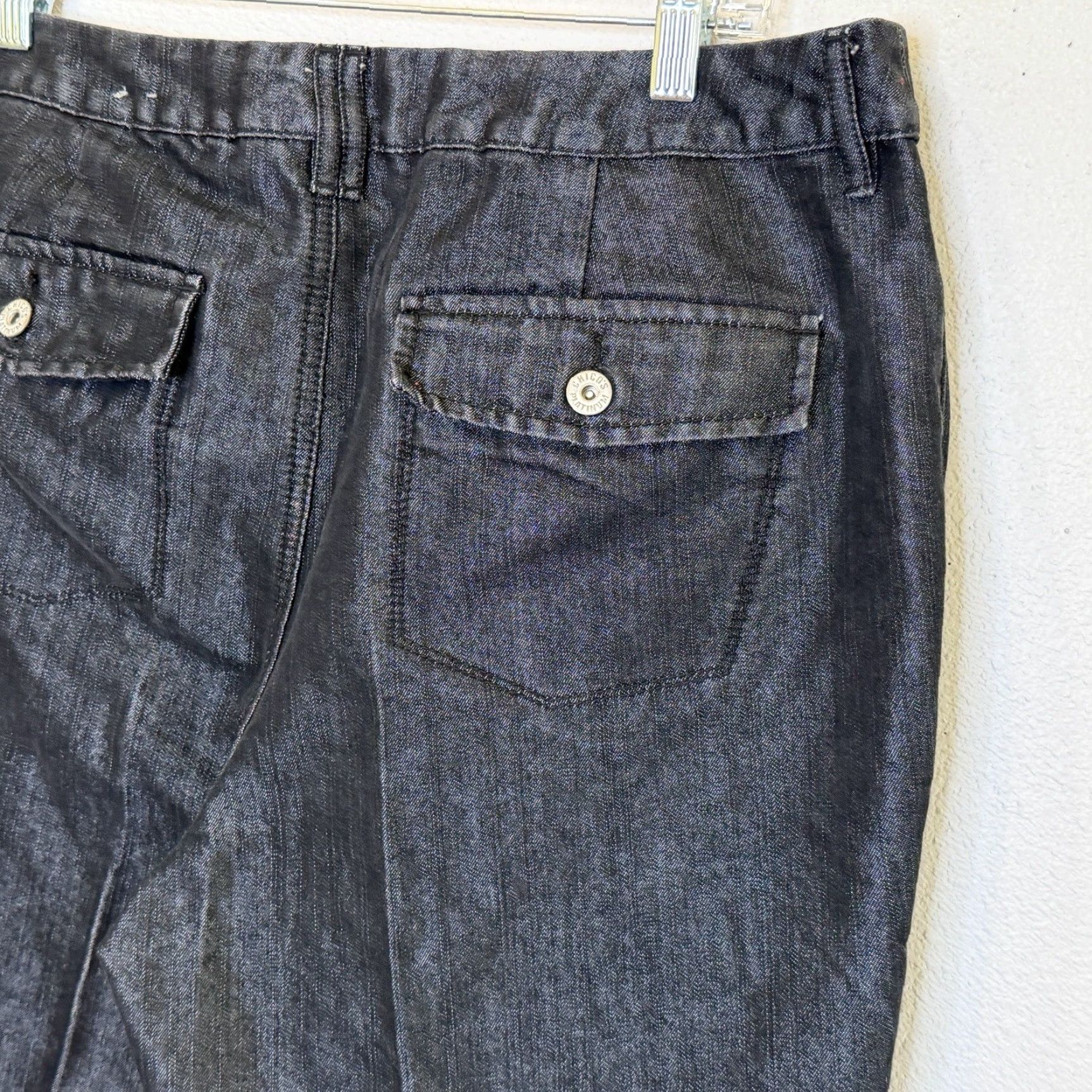 Vintage Chico's Pants Womens 2.5 Regular Charcoal Metallic Straight Leg Flat Front 31in Inseam Stretch Dress/Business Casual Workwear Trousers Size 26" / US 2 / IT 38 - 6 Thumbnail