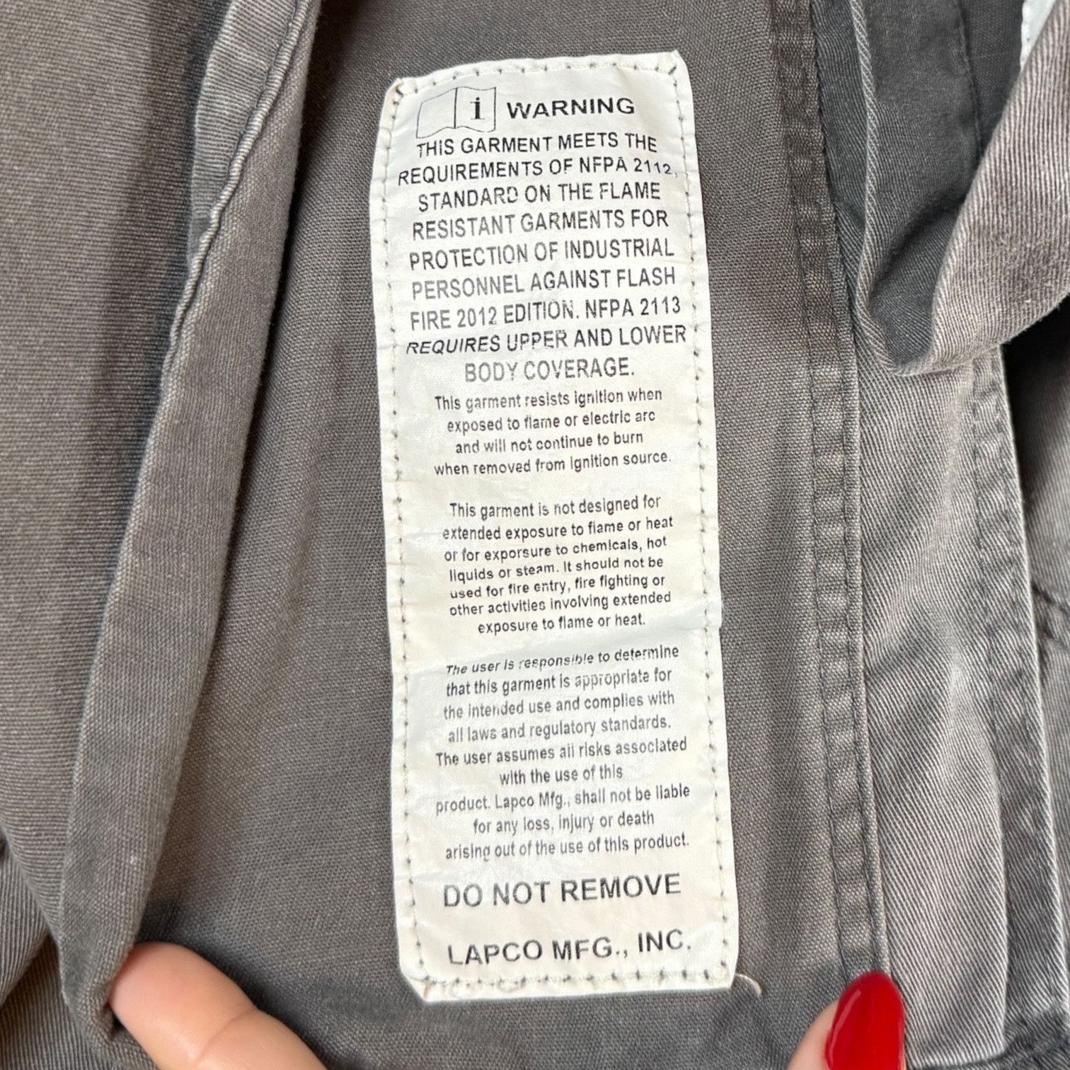 Other LAPCOFR Flame Resistant Shirt Men's 2XL Reg Gray 100% Cotton Size XXL / US 16-18 / IT 52-54 - 7 Thumbnail