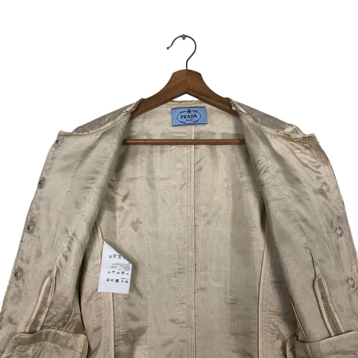 Prada 📌Rich Grey Cropped Distressed Tweed Jacket Prada Milano Size M / US 6-8 / IT 42-44 - 15 Thumbnail