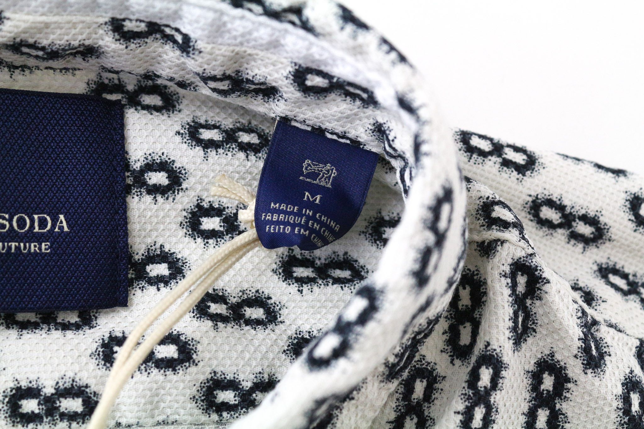 Scotch & Soda AMS COUTURE M White Navy Patterned Cotton Shirt 75666 Size US M / EU 48-50 / 2 - 6 Thumbnail
