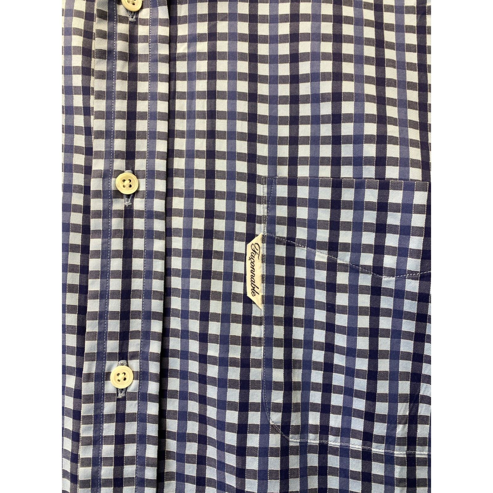 Faconnable VINTAGE Faconnable Men's Cotton Blue Check Long Sleeve Shirt XL Casual Party 90s Usa Size US XL / EU 56 / 4 - 4 Thumbnail