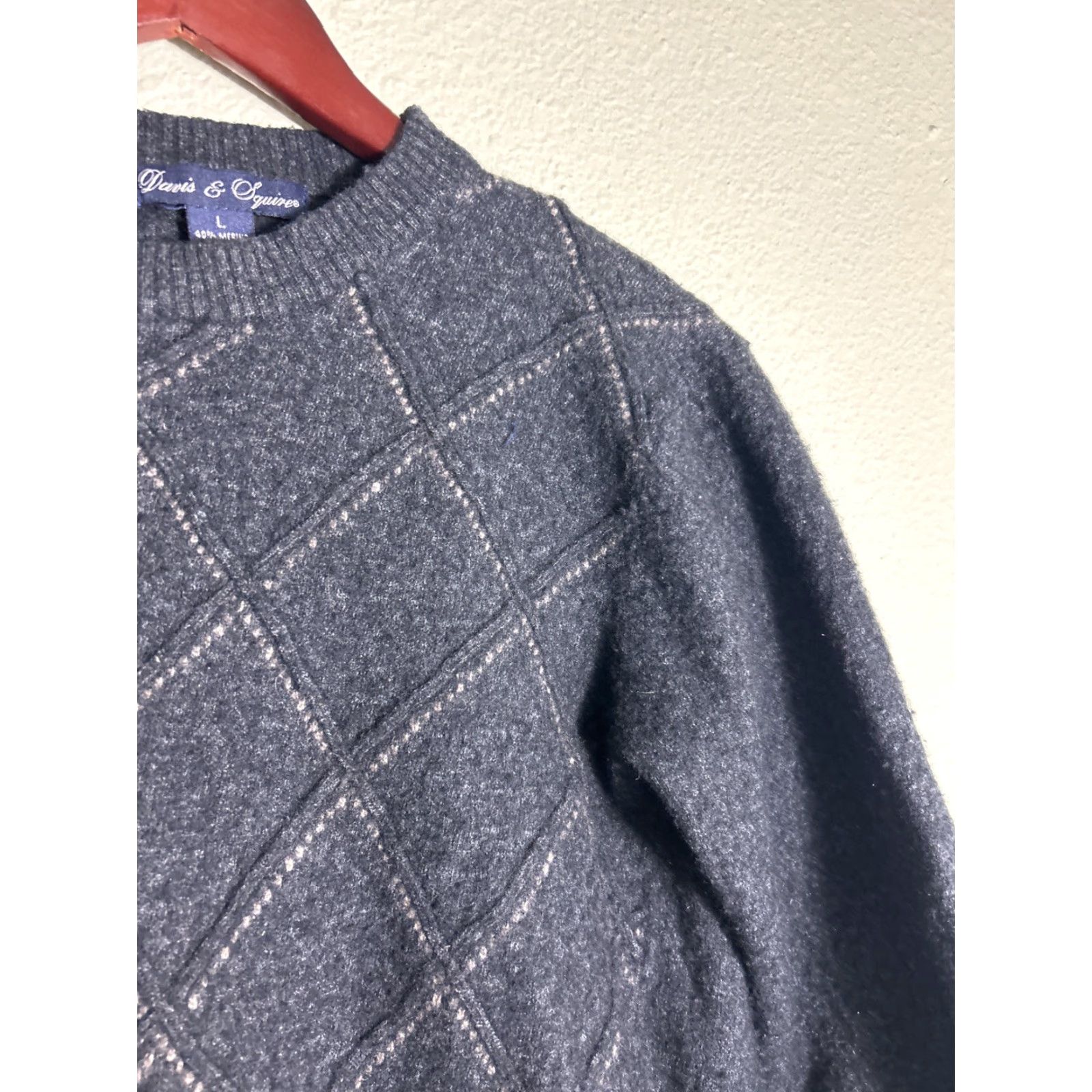 Vintage Davis And Squire Womens Large Pullover Sweater Gray Merino Wool Cashmere Blend Size L / US 10 / IT 46 - 6 Thumbnail