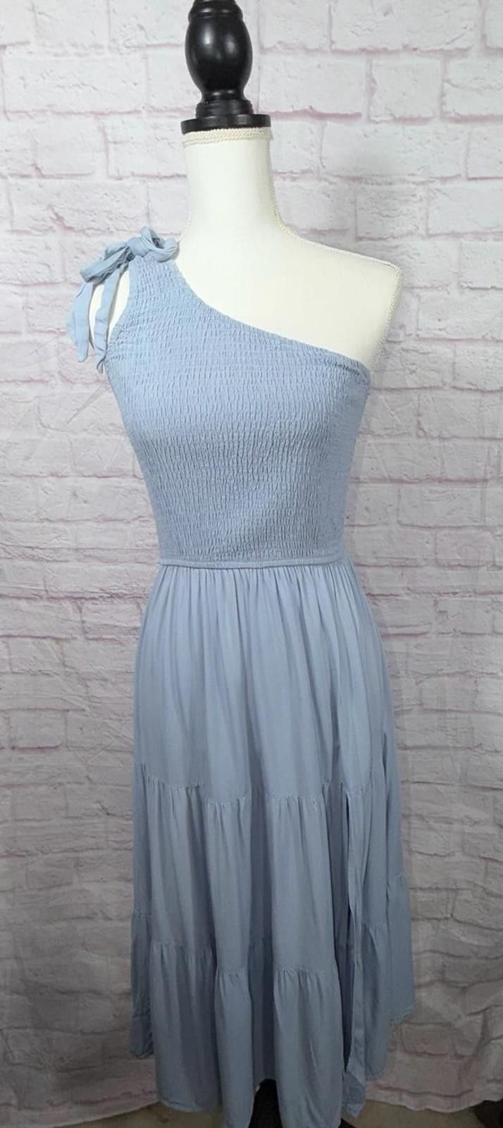 Other MEROKEETY Medium One-Shoulder Smocked Midi Dress Size M / US 6-8 / IT 42-44 - 2 Thumbnail