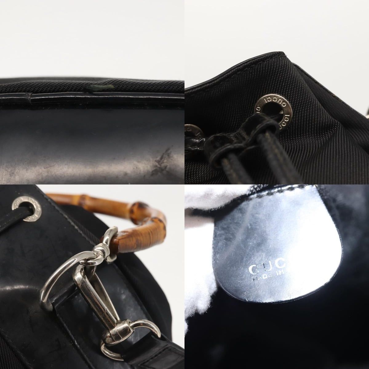 Gucci GUCCI Bamboo Hand Bag Nylon Black Silver Size ONE SIZE - 12 Thumbnail