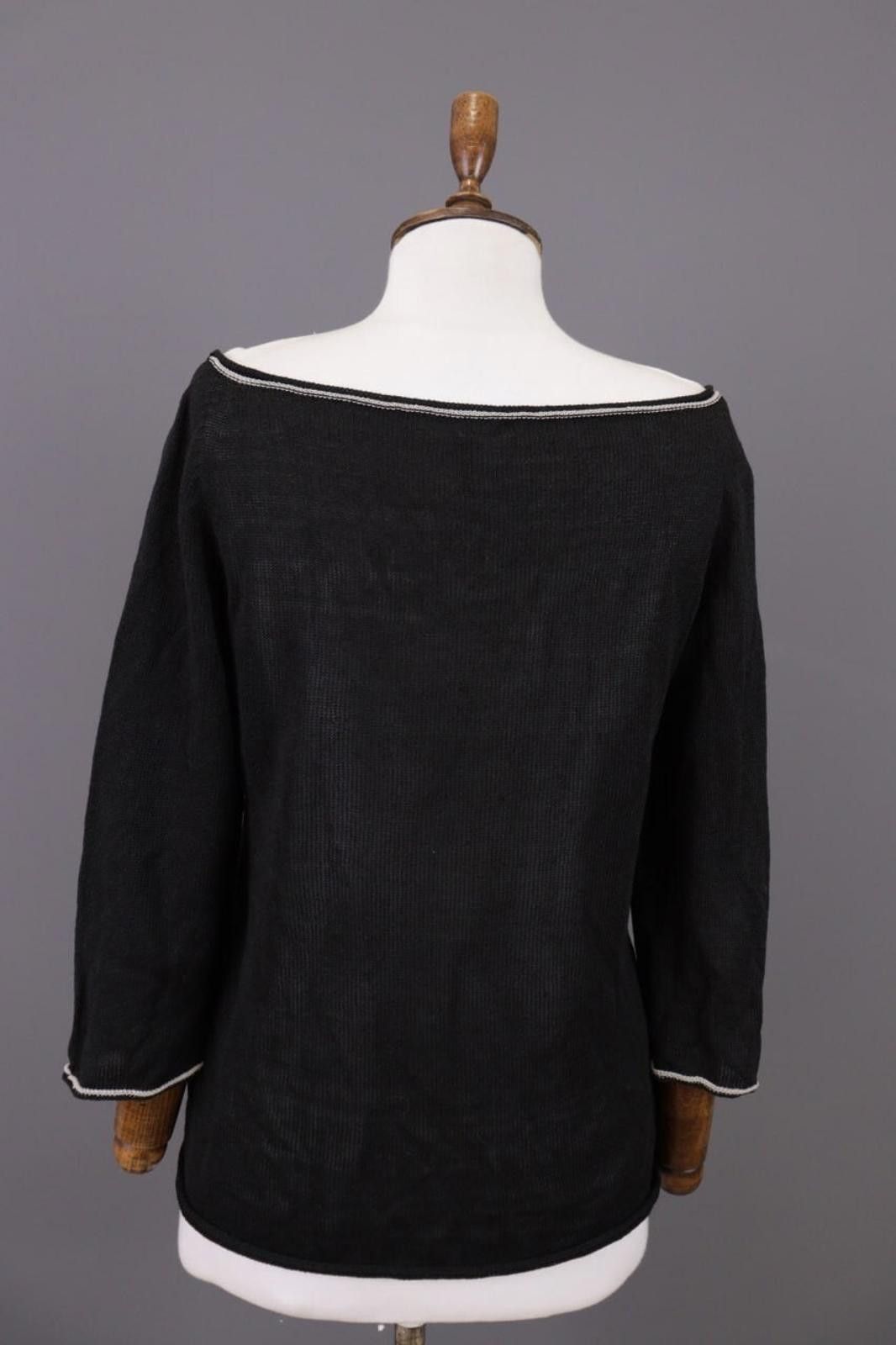 Designer Annette Gortz Black Lagenlook Linen Knit Sweater Size S Size S / US 4 / IT 40 - 9 Thumbnail