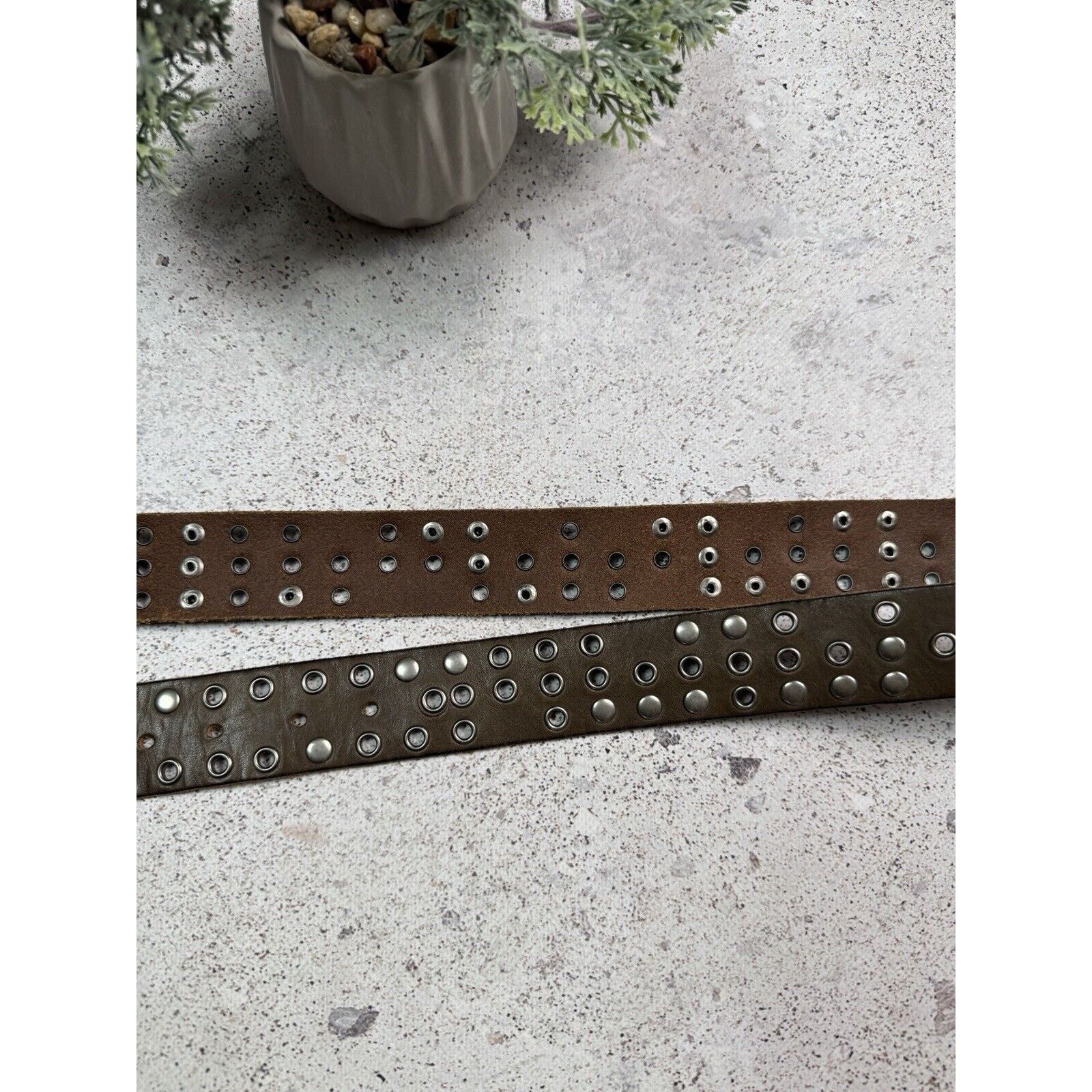 Other Vintage Punk Leather Belt Y2K Rhinestones Metal Spikes Size 34 - 3 Thumbnail