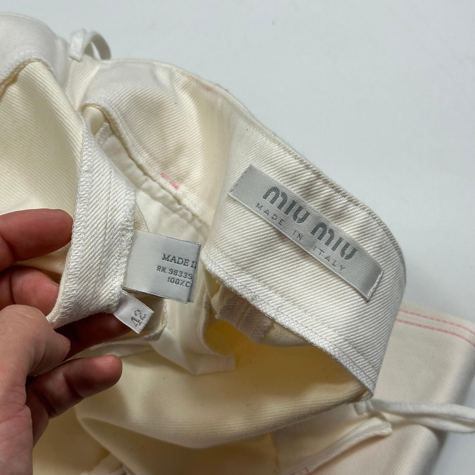 Miu Miu Miu Miu SS00 White and Pink Contrast Zip-off Bell Trousers 8 Size 27" / US 4 / IT 40 - 11 Thumbnail