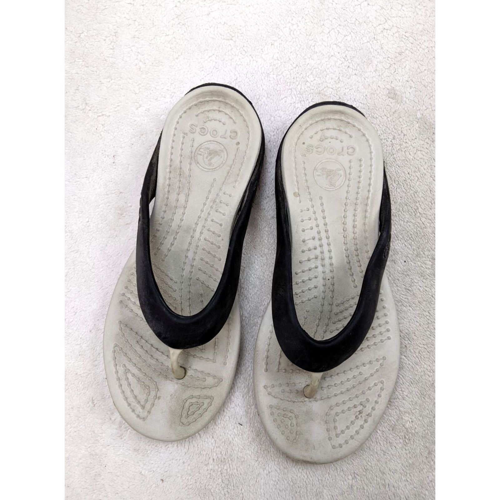 Crocs Crocs Athens Womens 7 Black Sandals Thong Comfort Beach Travel Outdoors Shoes Size US 7 / IT 37 - 2 Thumbnail