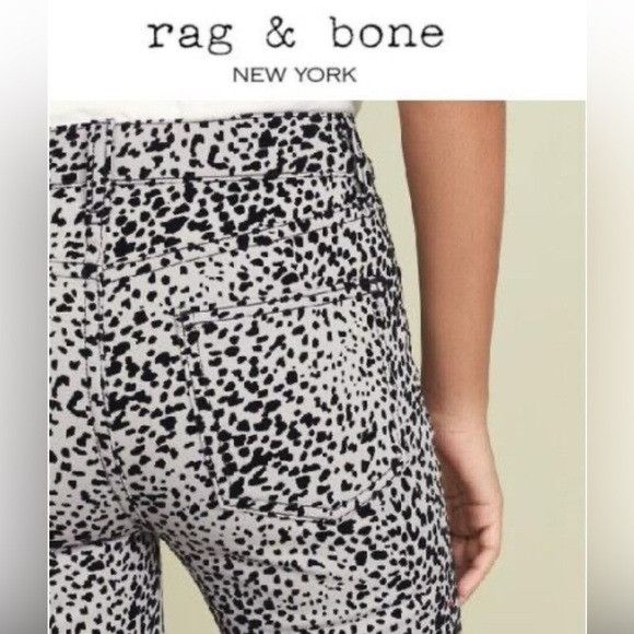 Designer Rag Bone Hana Jeans Gray High Rise Velvet Cheetah Bootcut Cr Size 24" / US 00 / IT 34 - 12 Thumbnail
