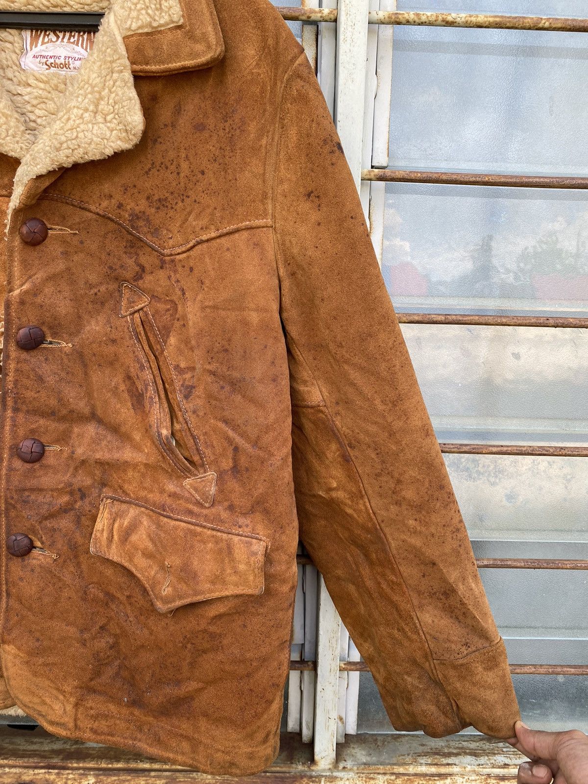 Schott × Vintage × Western Rise Schott Western Shearling Suede Jacket Vintage 90s Size US M / EU 48-50 / 2 - 6 Thumbnail