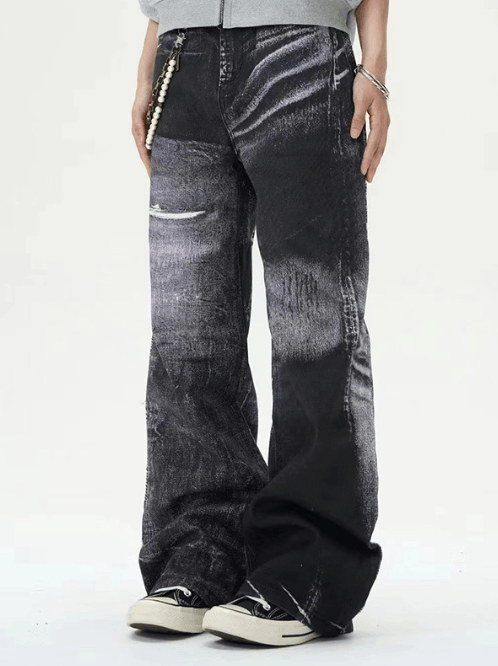 Japanese Brand Street retro washed distressed straight whisker jeans Size US 34 / EU 50 - 4 Thumbnail