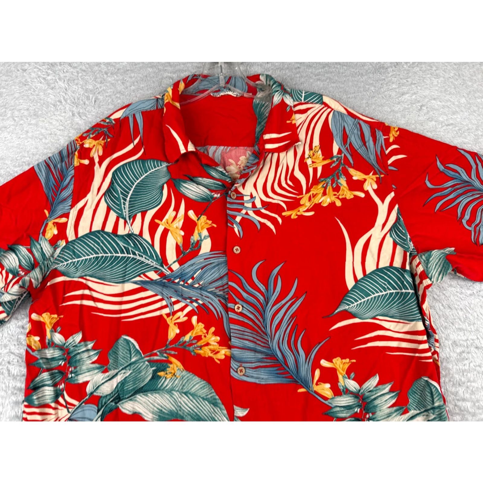 Vintage Hawaiian Shirt Men 2XL Red Blue Floral Rayon Slim Fit Button-Up Short Sleeve Casual Size US XXL / EU 58 / 5 - 4 Thumbnail